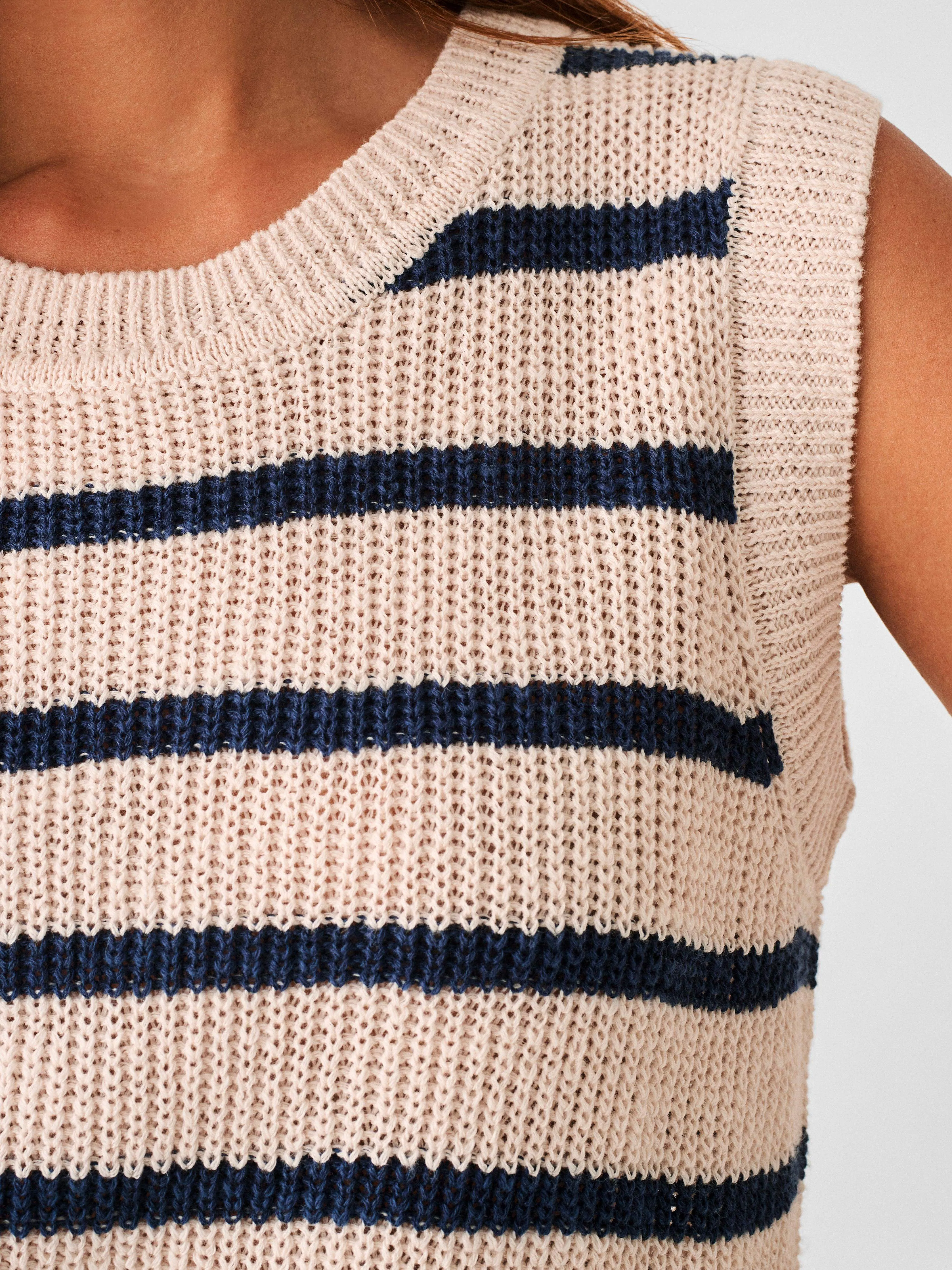 Miramar Linen Sweater Tank - Natural Navy Stripe sold by Faherty product image thumbnail 4