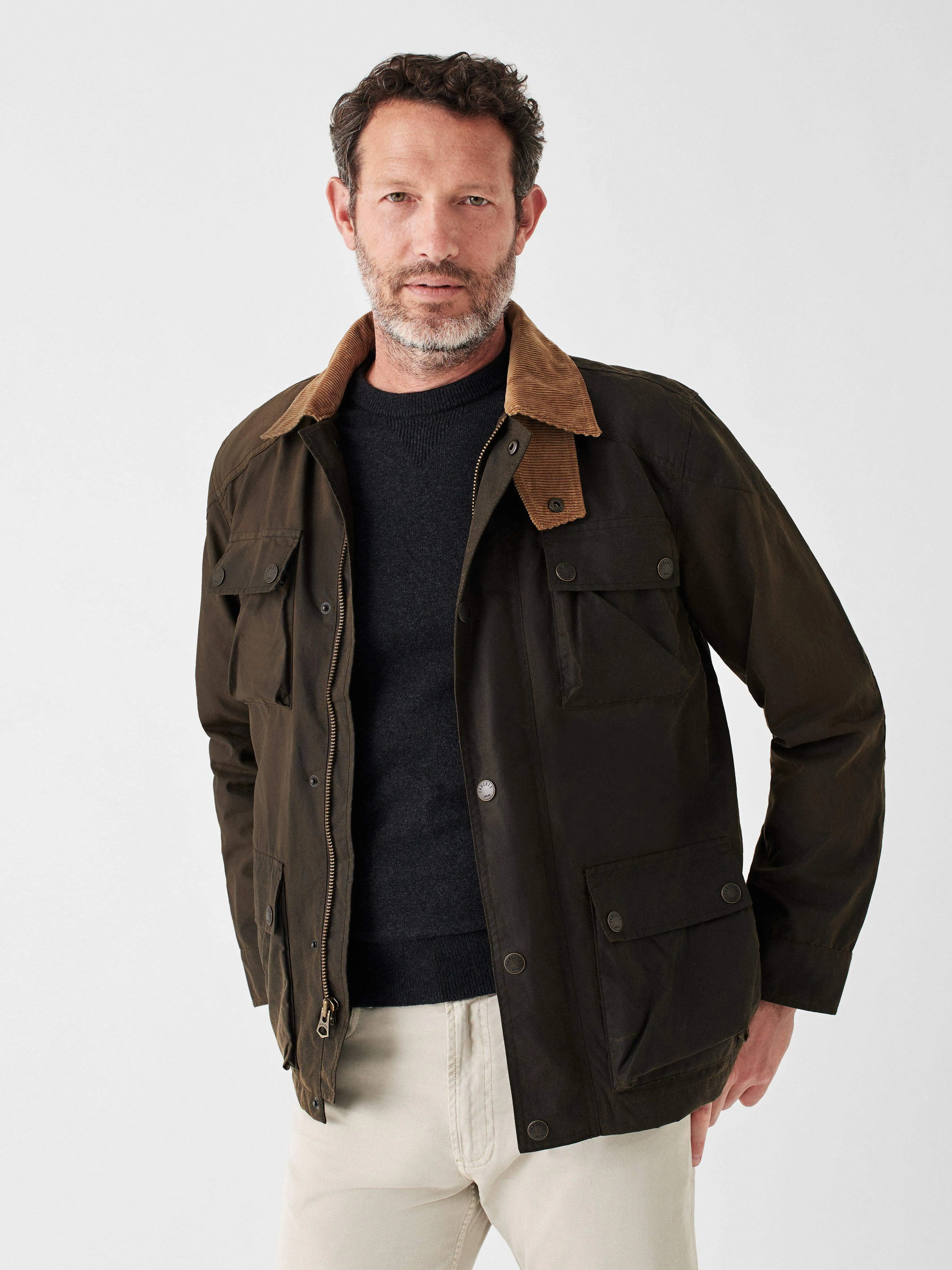 Blanket Lined Waxed 4 Pocket Jacket - Country Olive sold by Faherty product image thumbnail 2