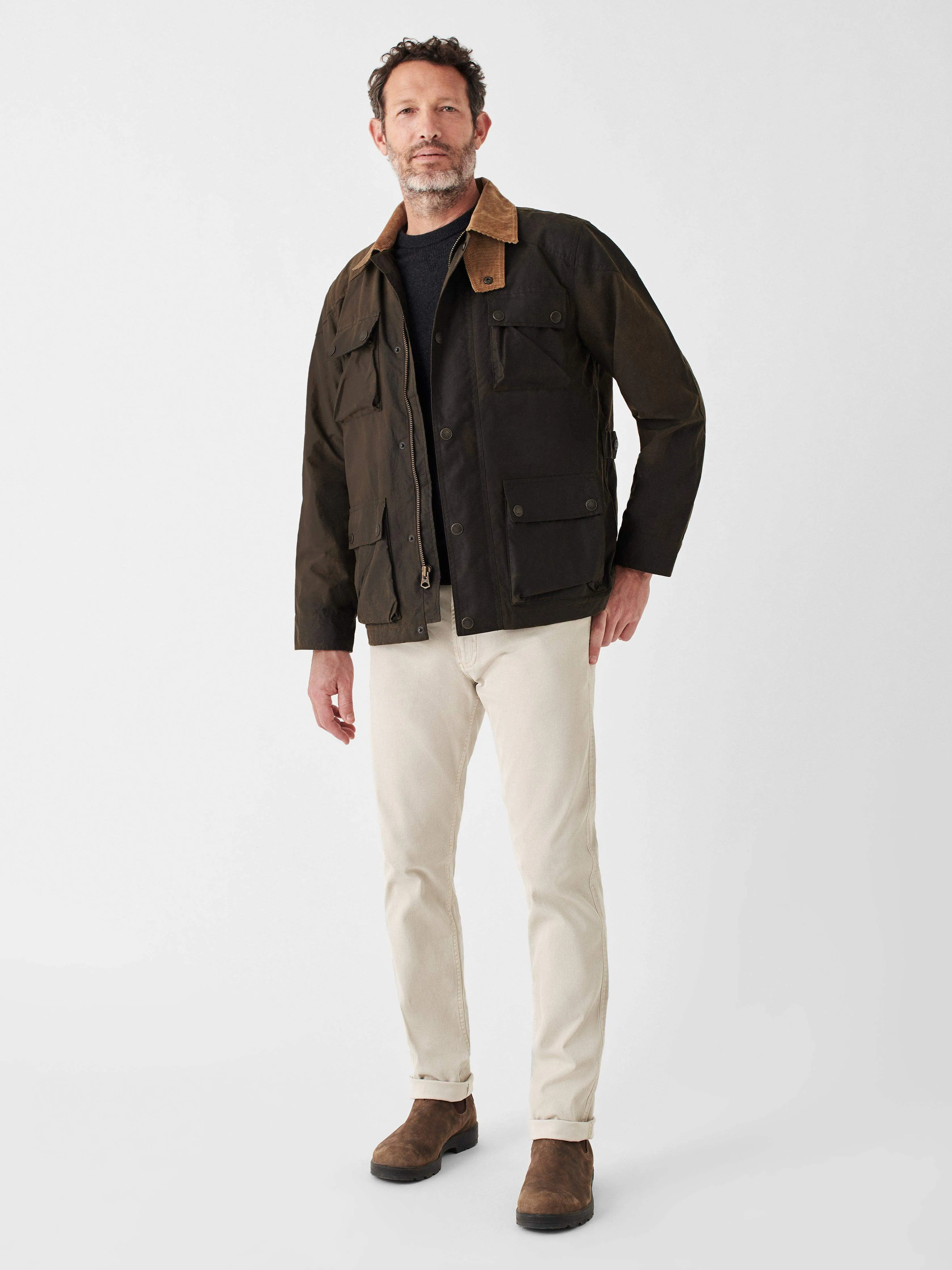 Blanket Lined Waxed 4 Pocket Jacket - Country Olive sold by Faherty product image thumbnail 5