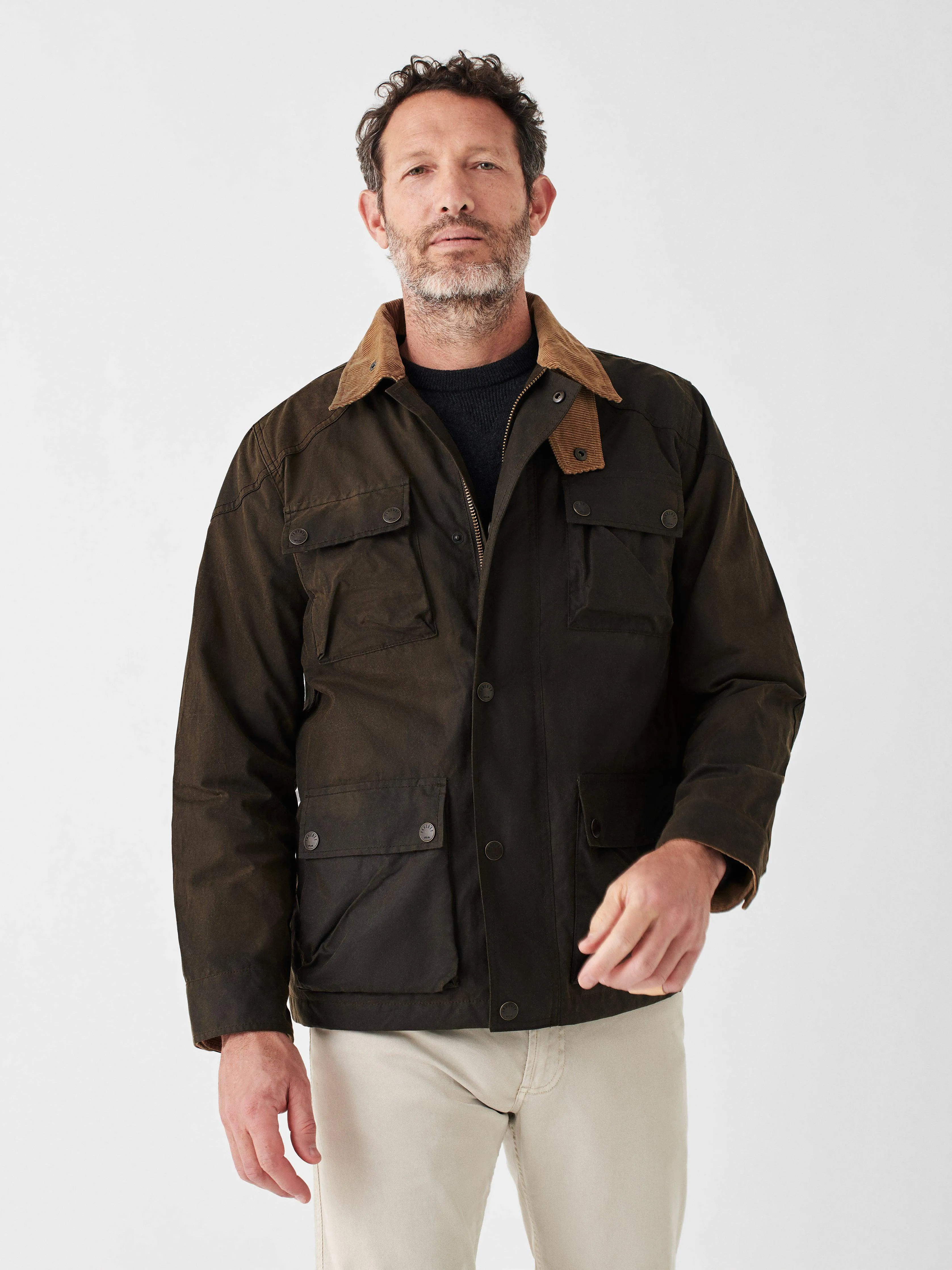 Blanket Lined Waxed 4 Pocket Jacket - Country Olive sold by Faherty product image thumbnail 4