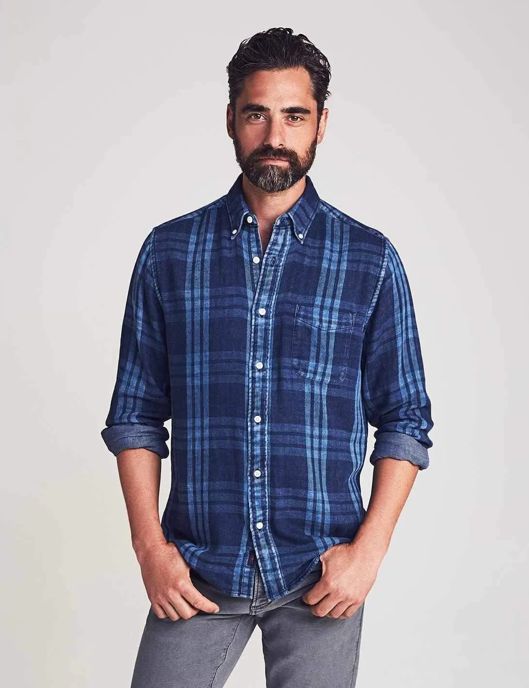 Tony Doublecloth Shirt - Indigo Mist sold by Faherty product image thumbnail 2
