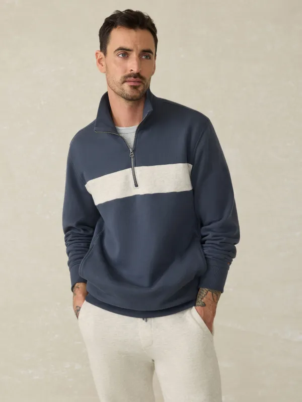 High Standard Fleece Quarter Zip - Blue Nights Surf Stripe sold by Faherty