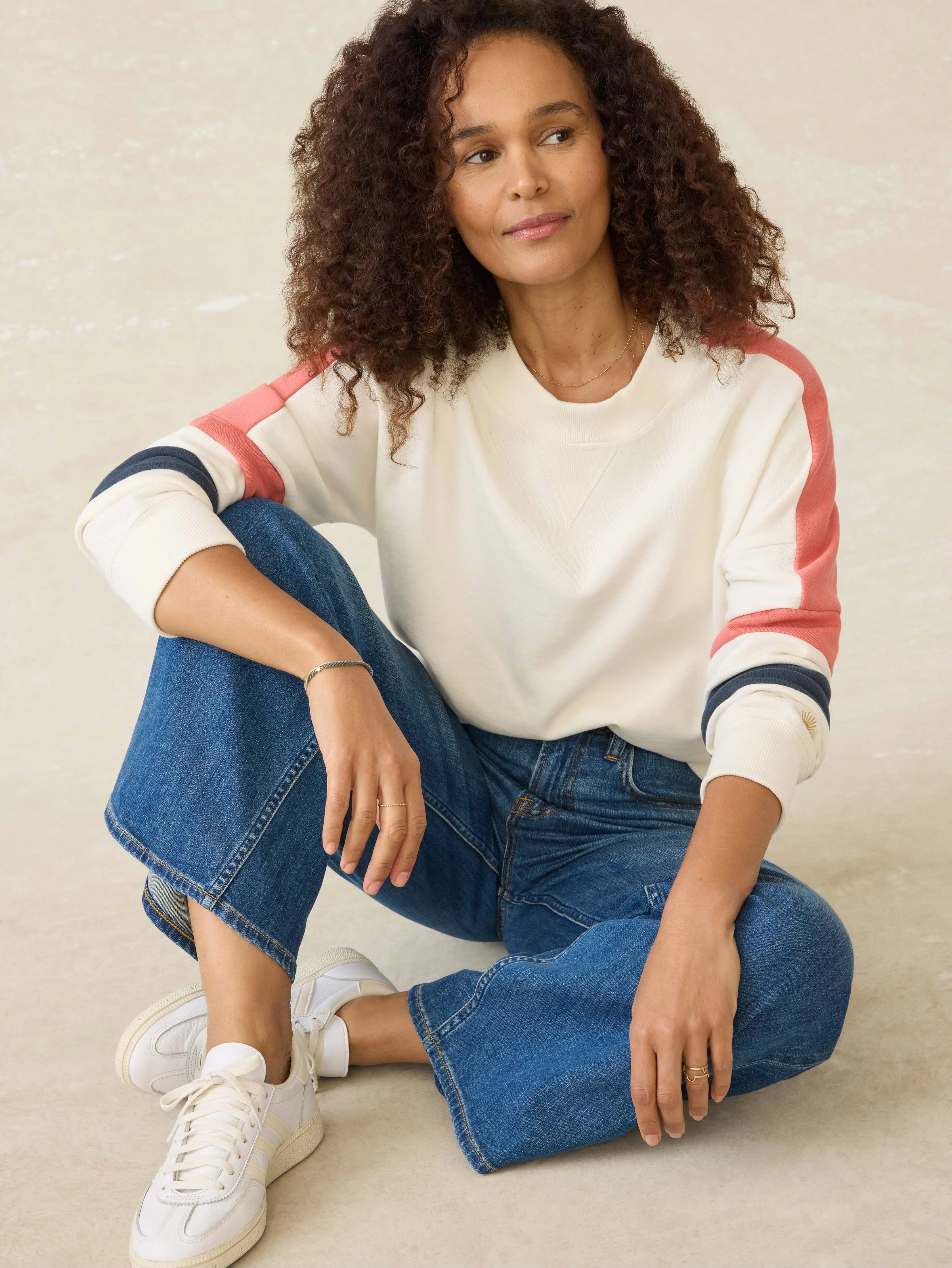 High Standard Fleece Varsity Crew - Rosewood Field sold by Faherty product image thumbnail 3