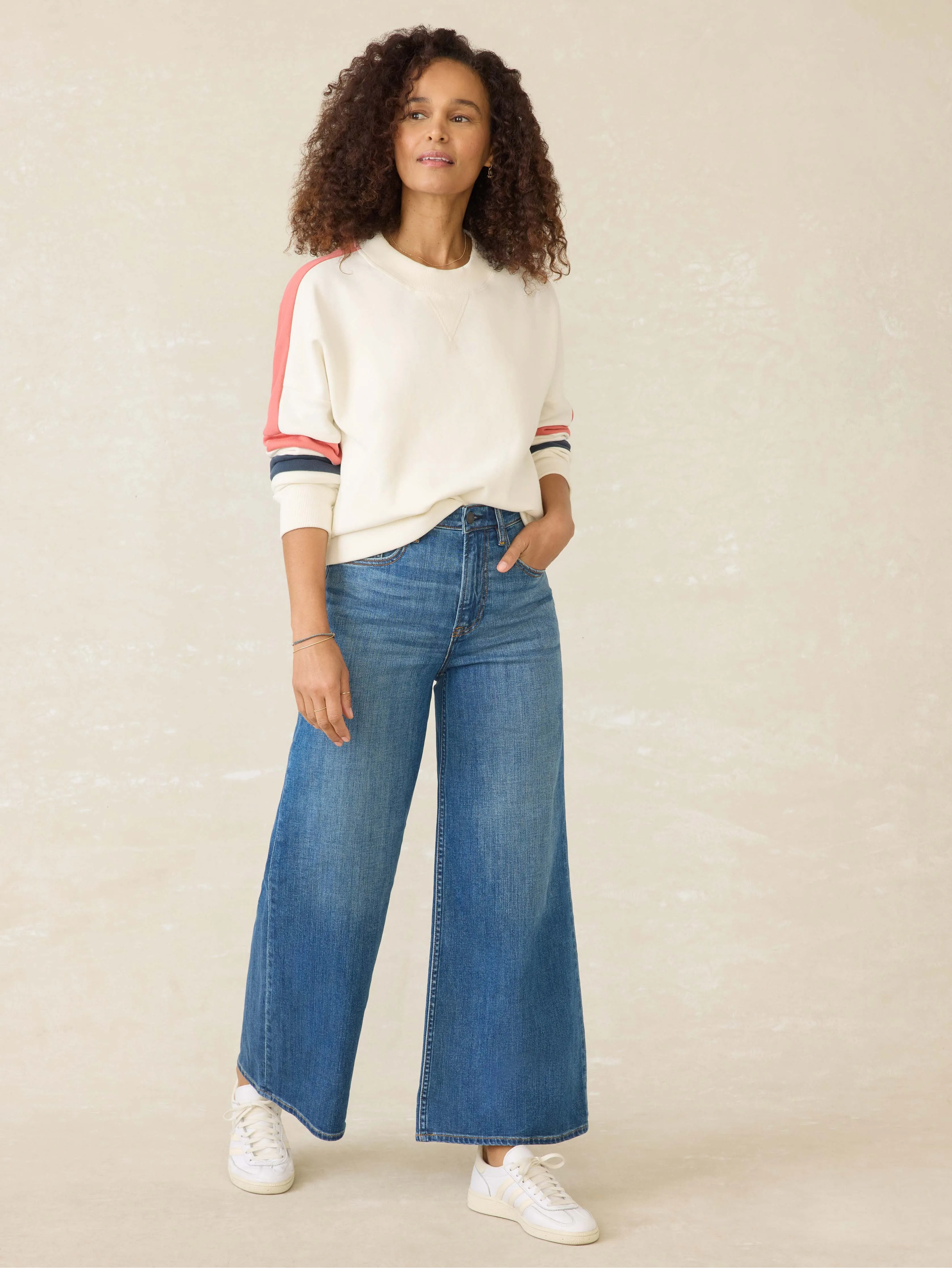 High Standard Fleece Varsity Crew - Rosewood Field sold by Faherty product image thumbnail 4