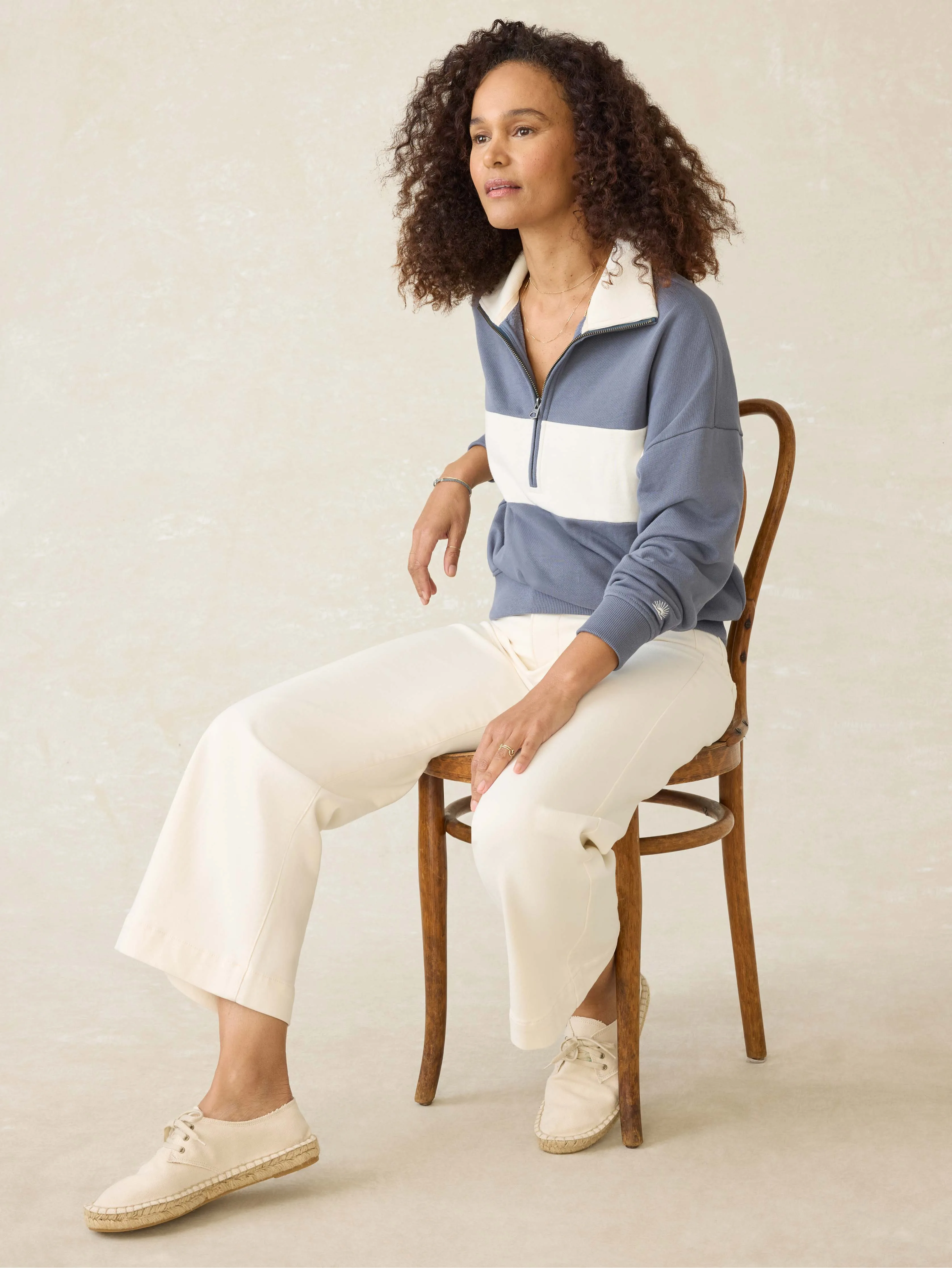 High Standard Fleece Quarter Zip - Blue Coast Stripe sold by Faherty product image thumbnail 2