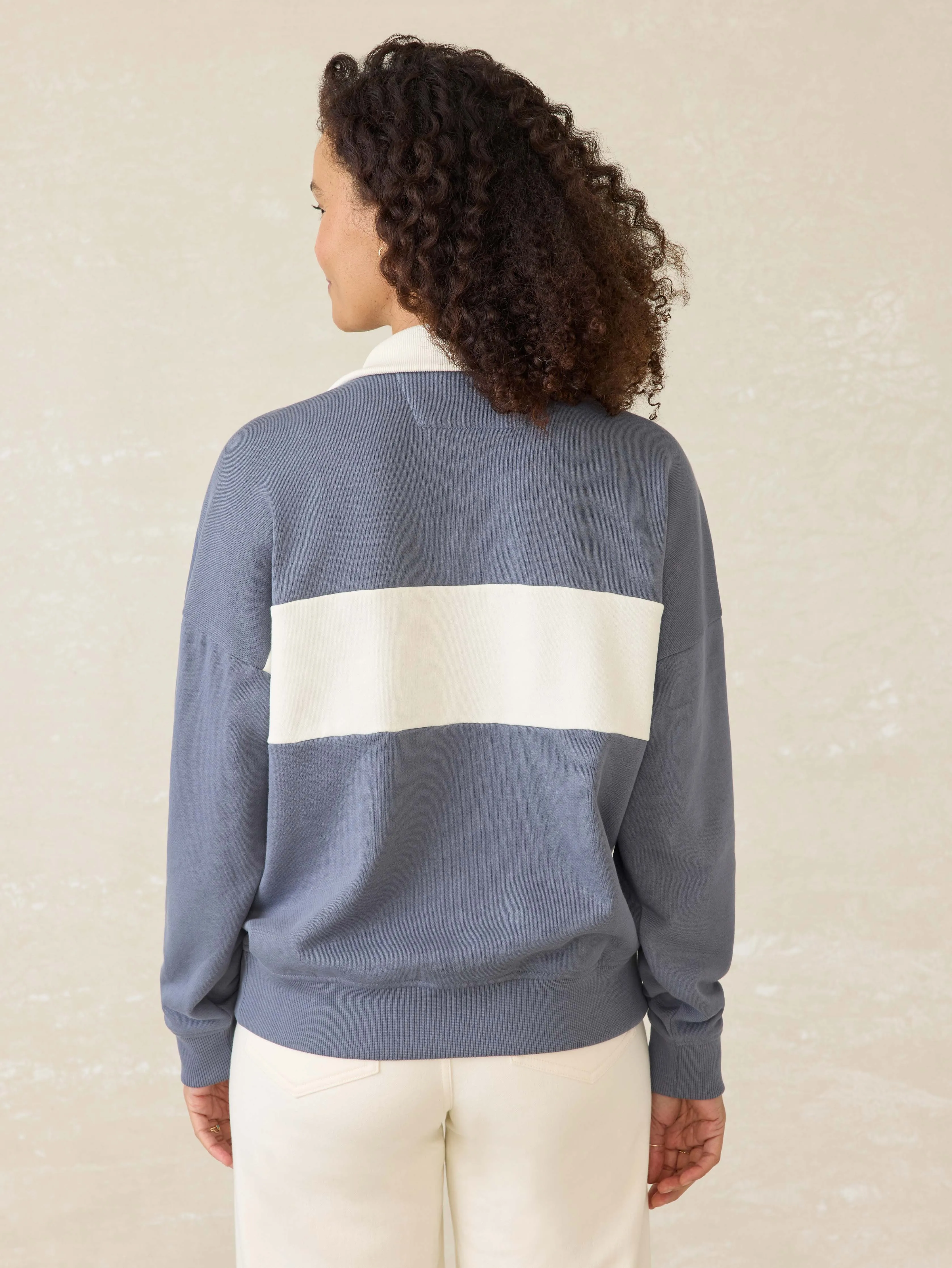 High Standard Fleece Quarter Zip - Blue Coast Stripe sold by Faherty product image thumbnail 5