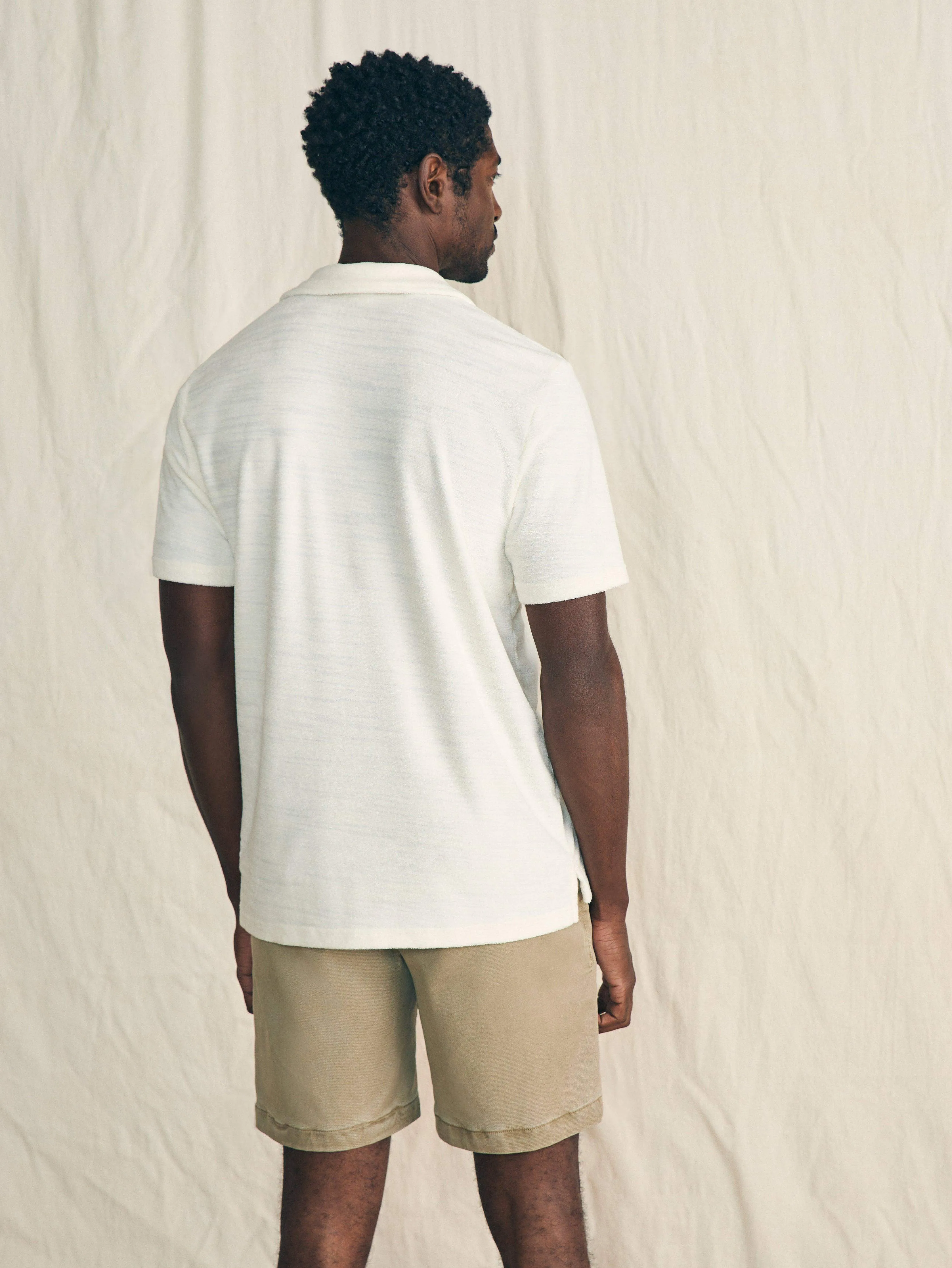 Cabana Towel Terry Surf Stripe Polo - Vintage White sold by Faherty product image thumbnail 5