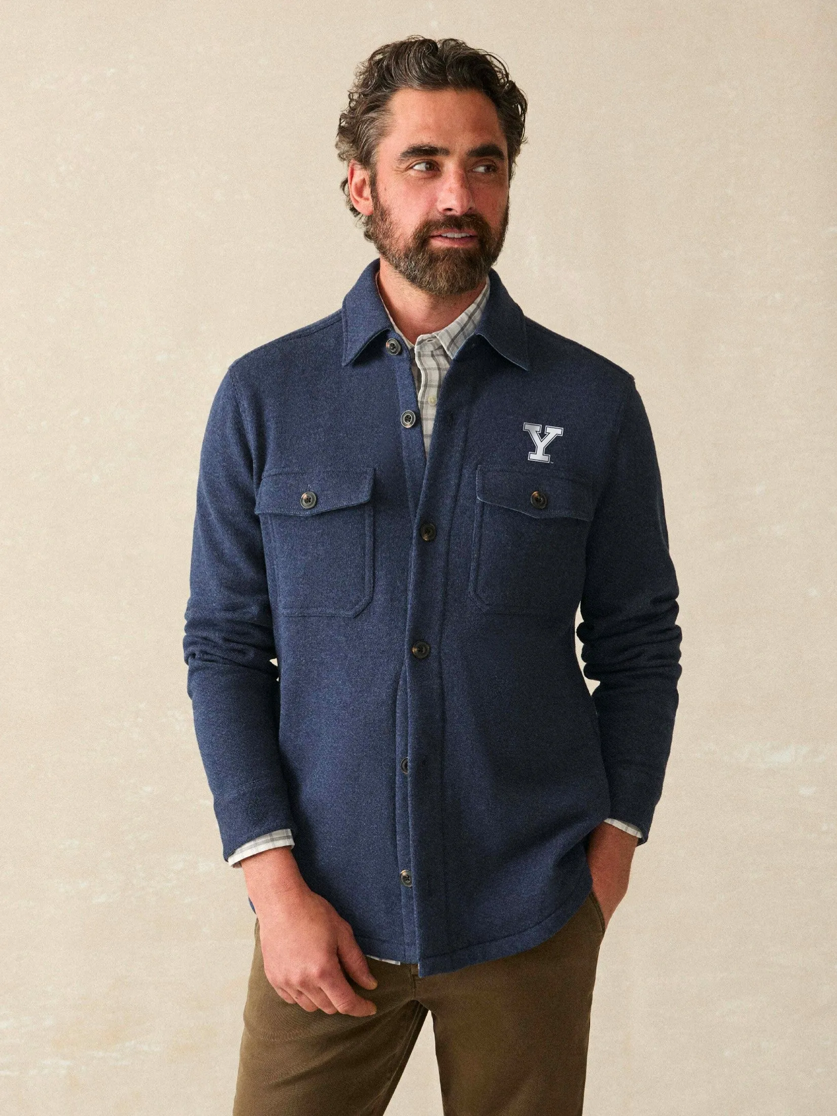 Yale Inlet Knit CPO - Navy Night Melange sold by Faherty