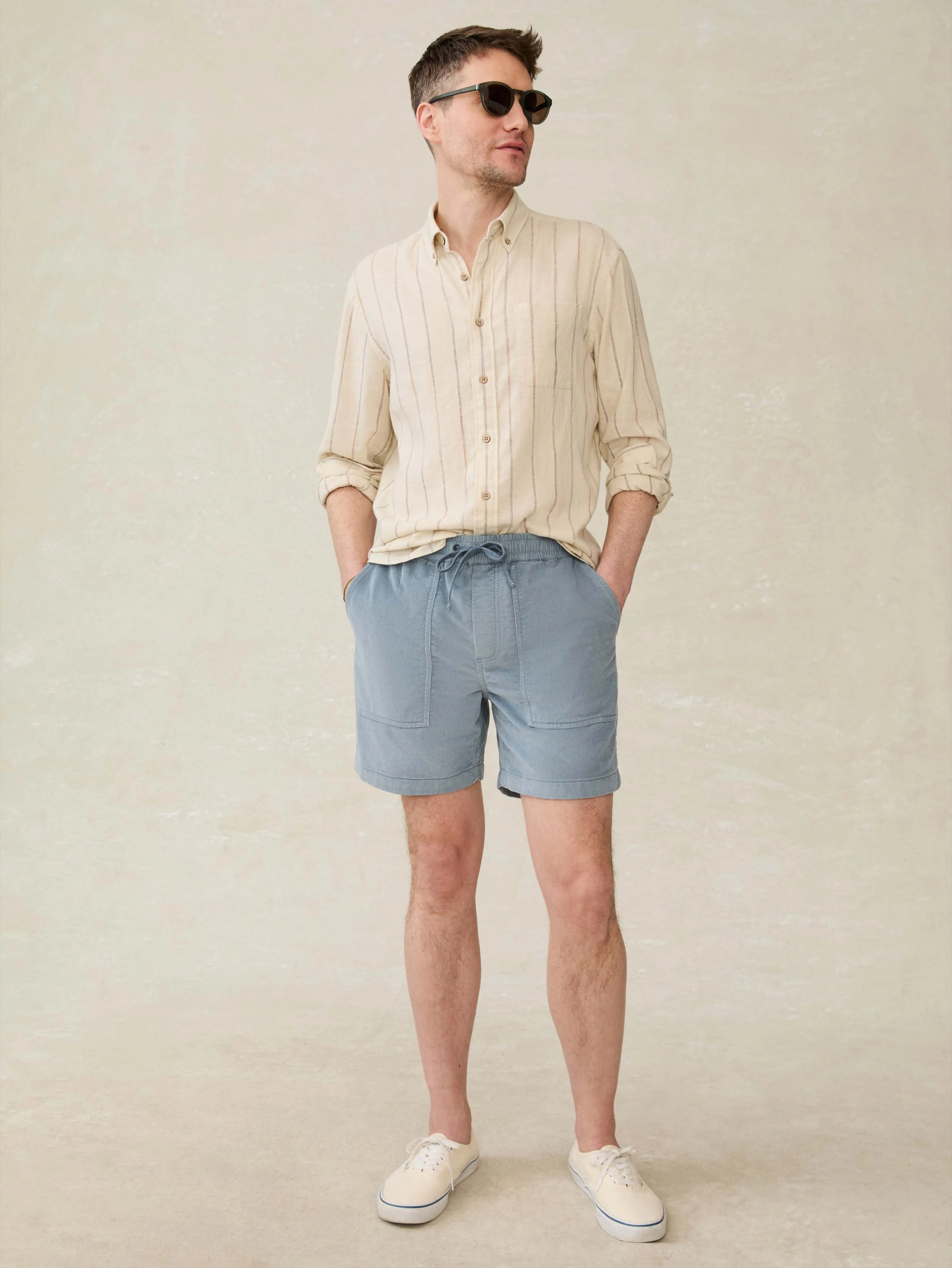 Corduroy Drawstring Utility Short - Light Flint sold by Faherty product image thumbnail 3