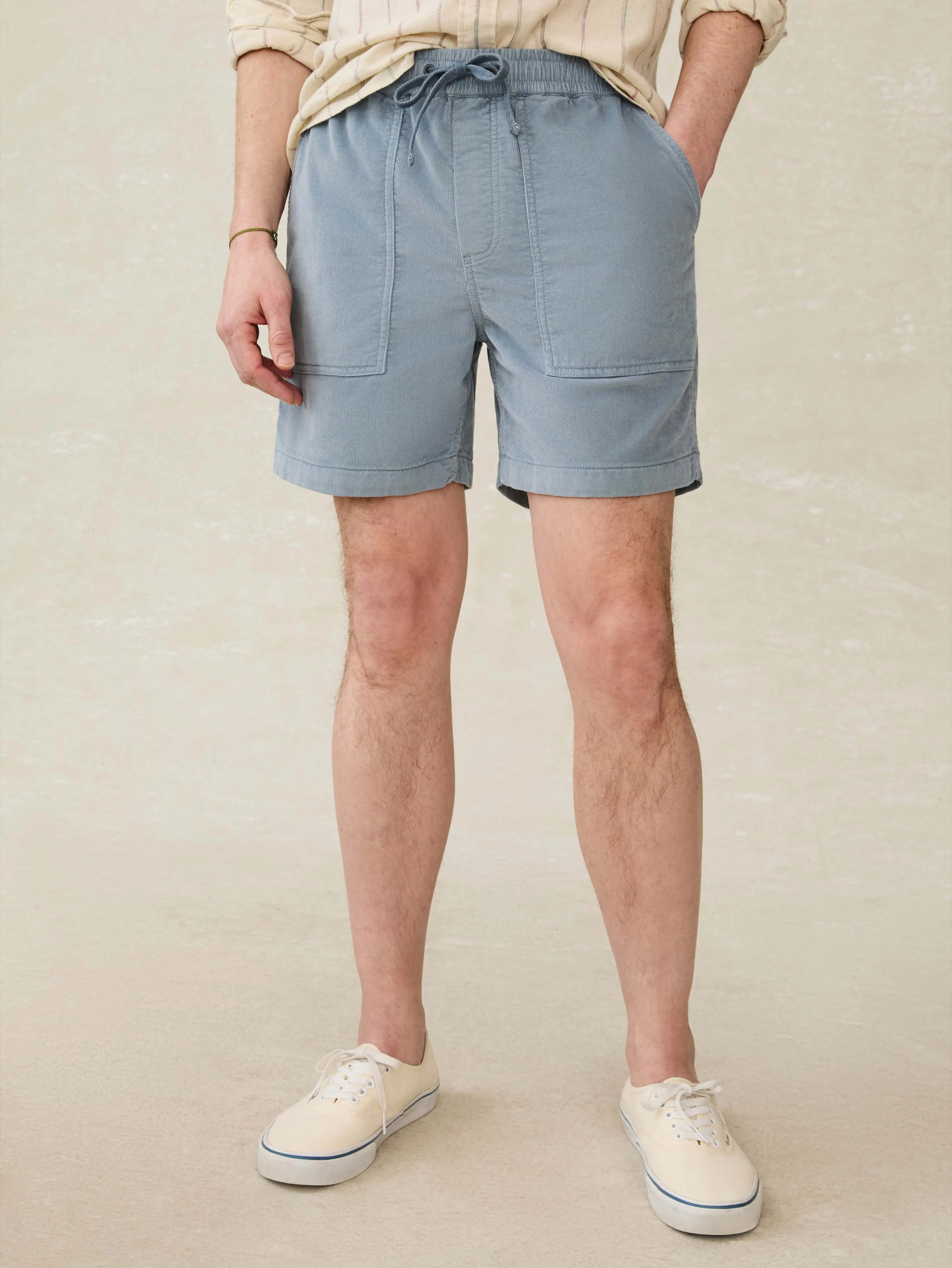 Corduroy Drawstring Utility Short - Light Flint sold by Faherty