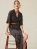 Topanga Drape Shirtdress - Washed Black sold by Faherty