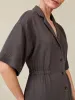 Topanga Drape Shirtdress - Washed Black sold by Faherty