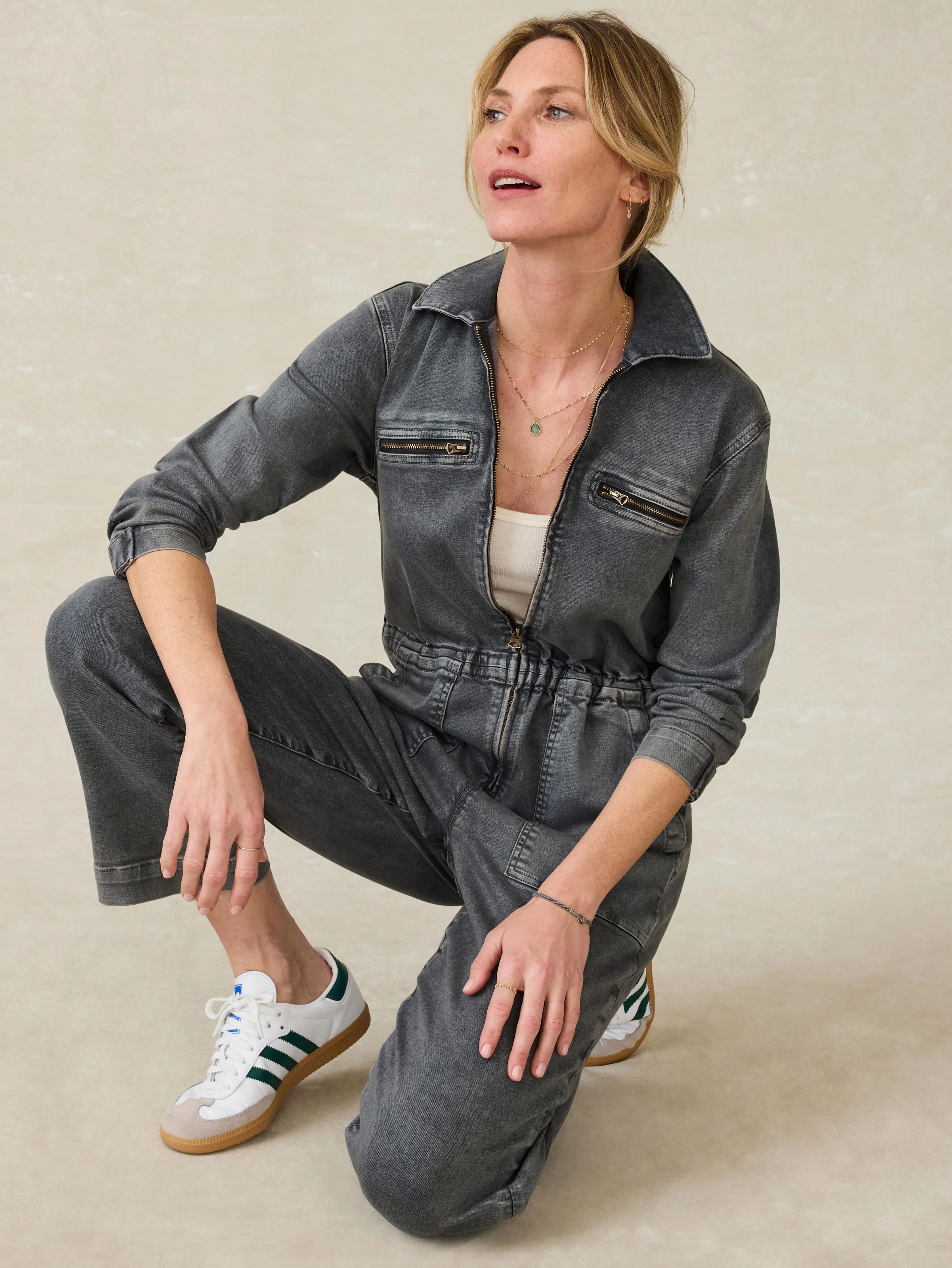 Sunwashed Denim Jumpsuit - Washed Black sold by Faherty product image thumbnail 3