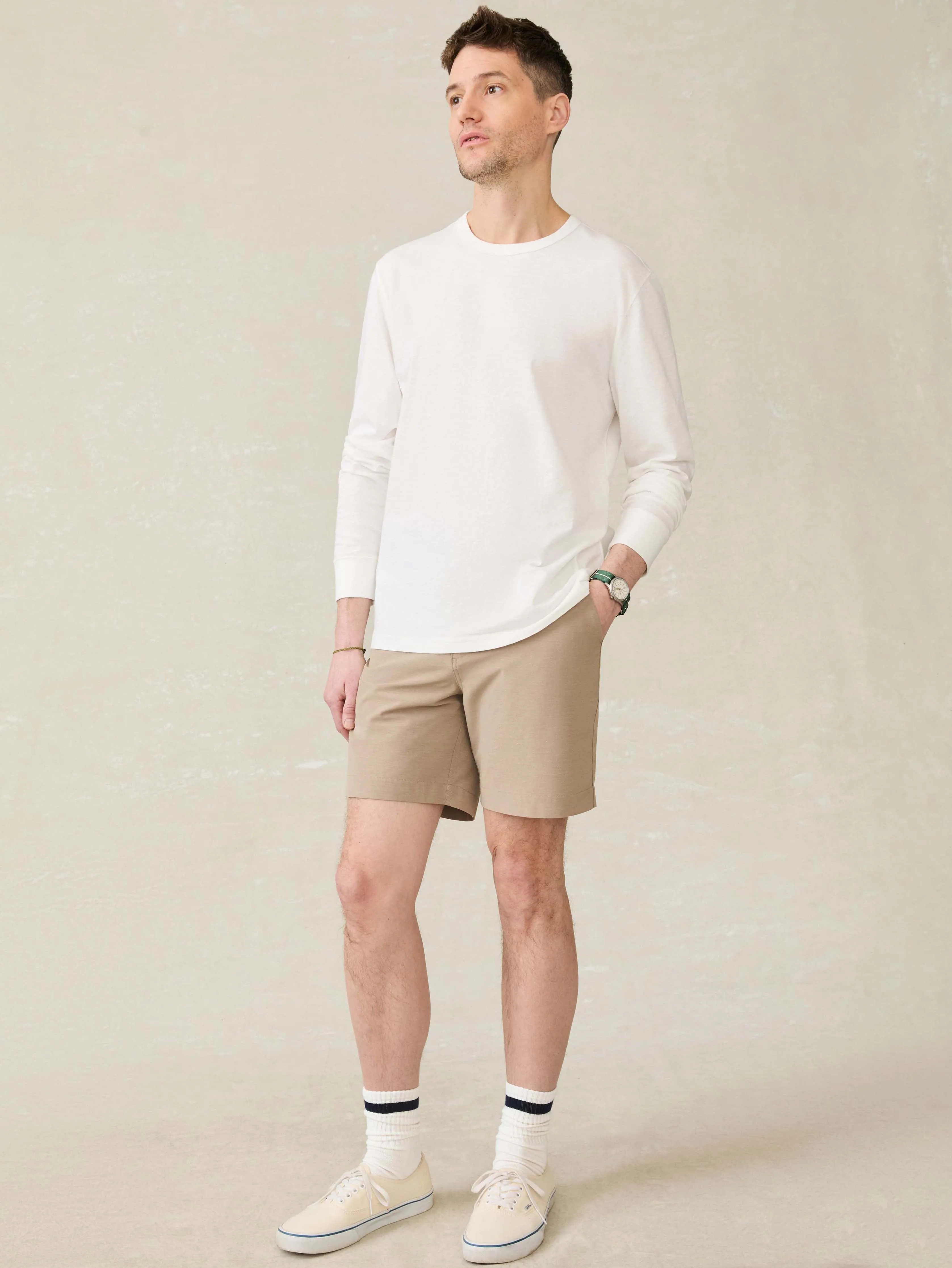 Long-Sleeve Sunwashed Regenerative Cotton Tee - White sold by Faherty product image thumbnail 5