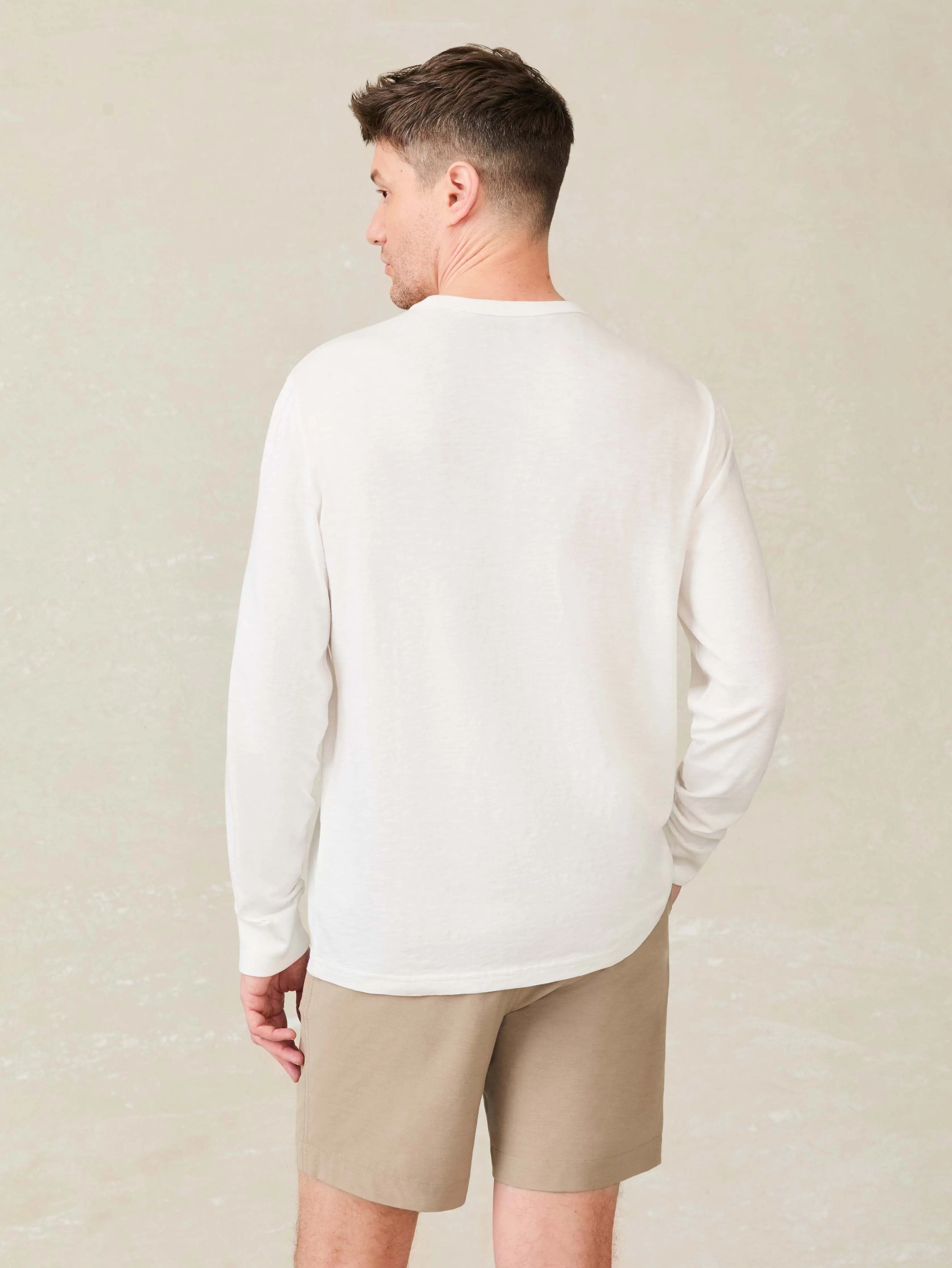 Long-Sleeve Sunwashed Regenerative Cotton Tee - White sold by Faherty product image thumbnail 2