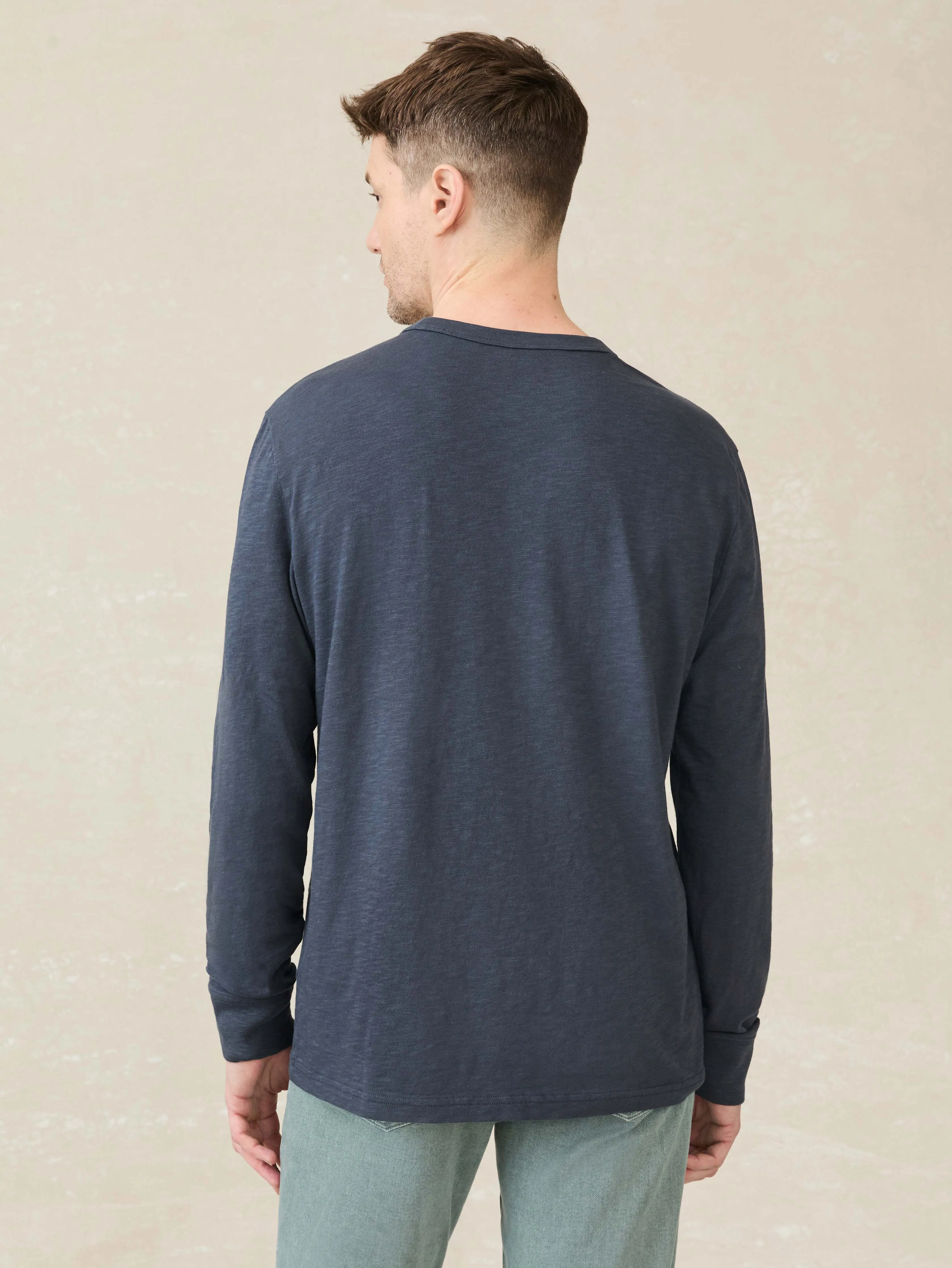 Long-Sleeve Sunwashed Regenerative Cotton Tee - Dune Navy sold by Faherty product image thumbnail 2
