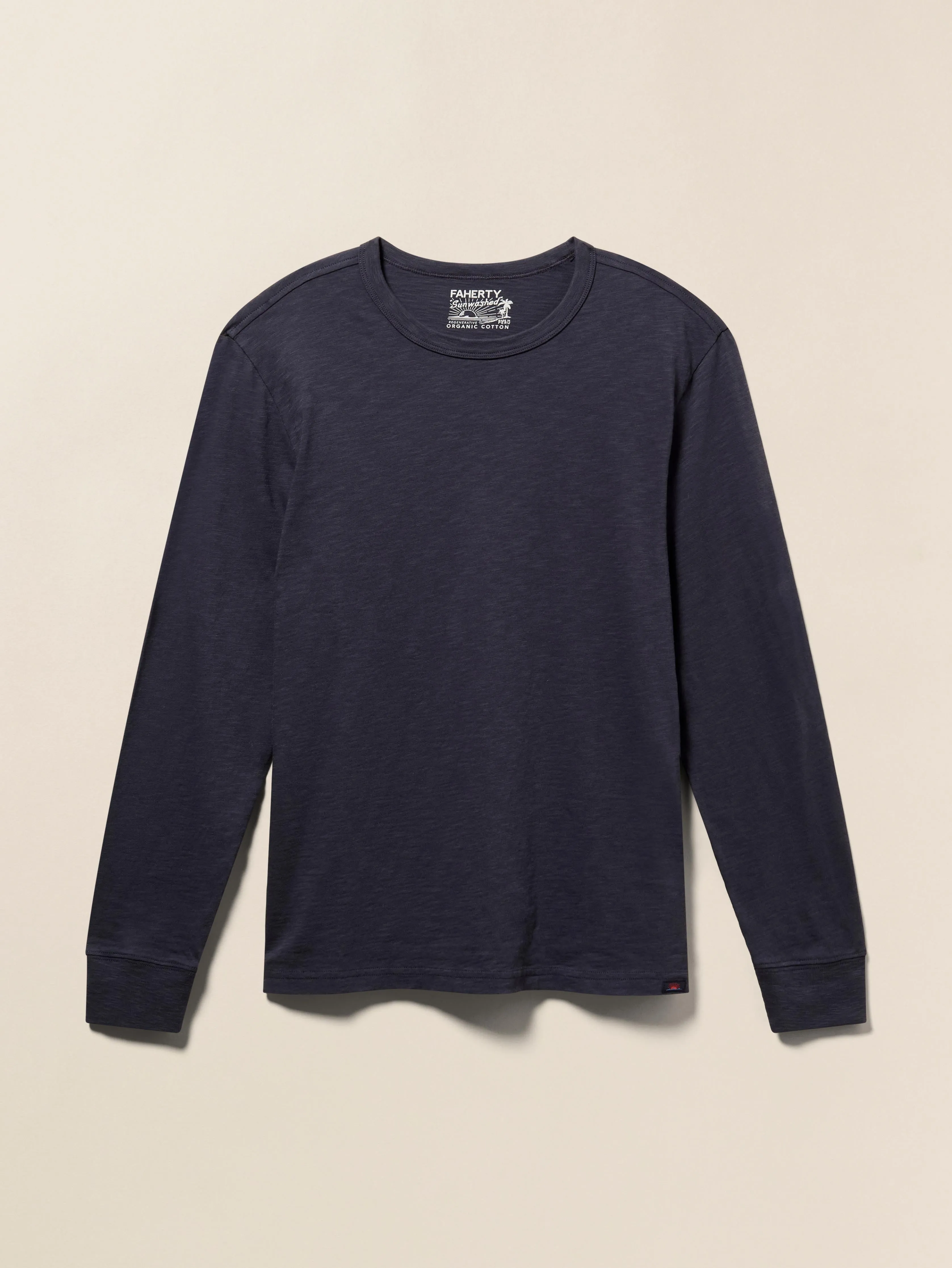 Long-Sleeve Sunwashed Regenerative Cotton Tee - Dune Navy sold by Faherty product image thumbnail 5