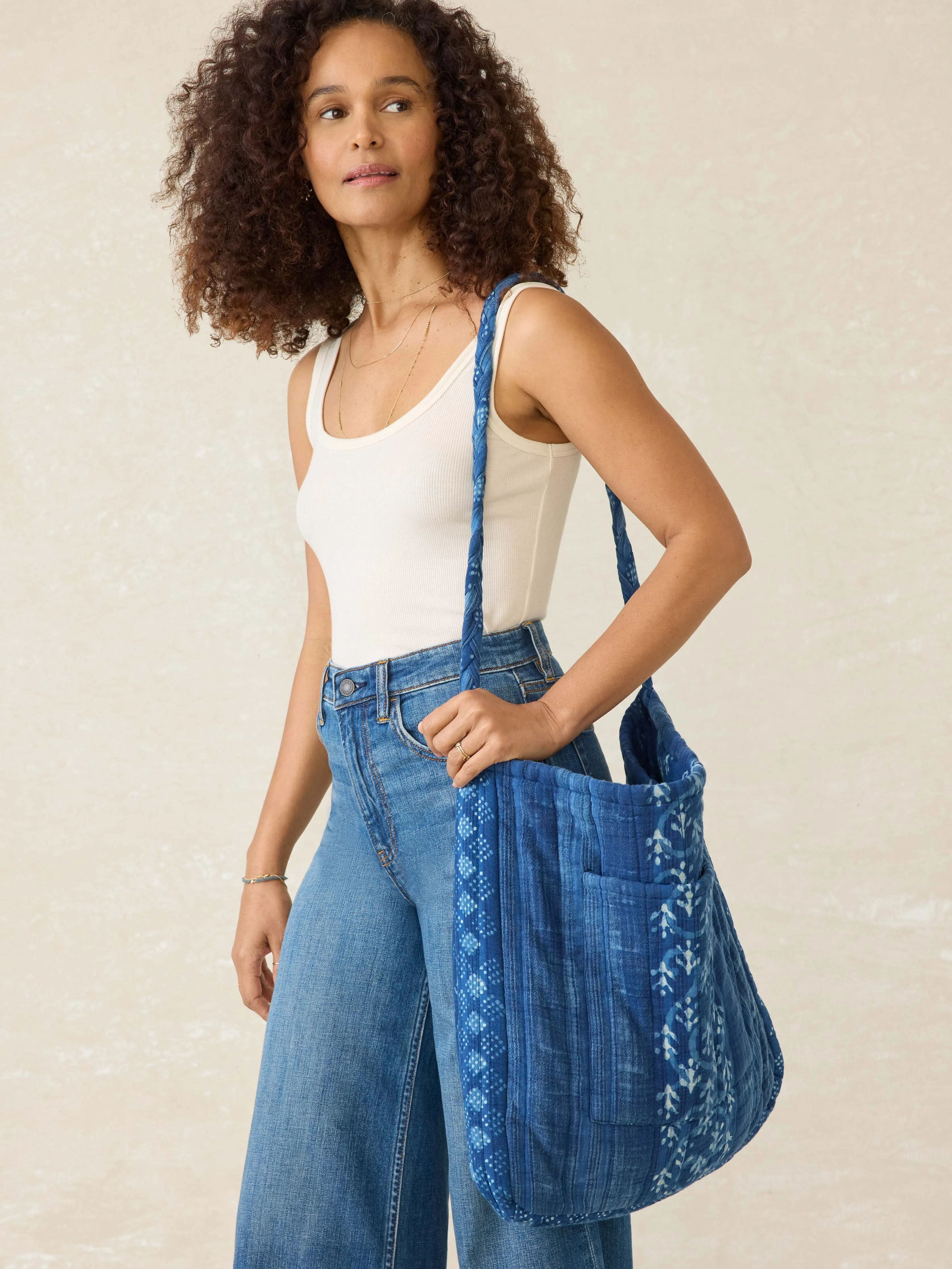 Sun Valley Quilted Tote - Indigo Valley sold by Faherty product image thumbnail 2