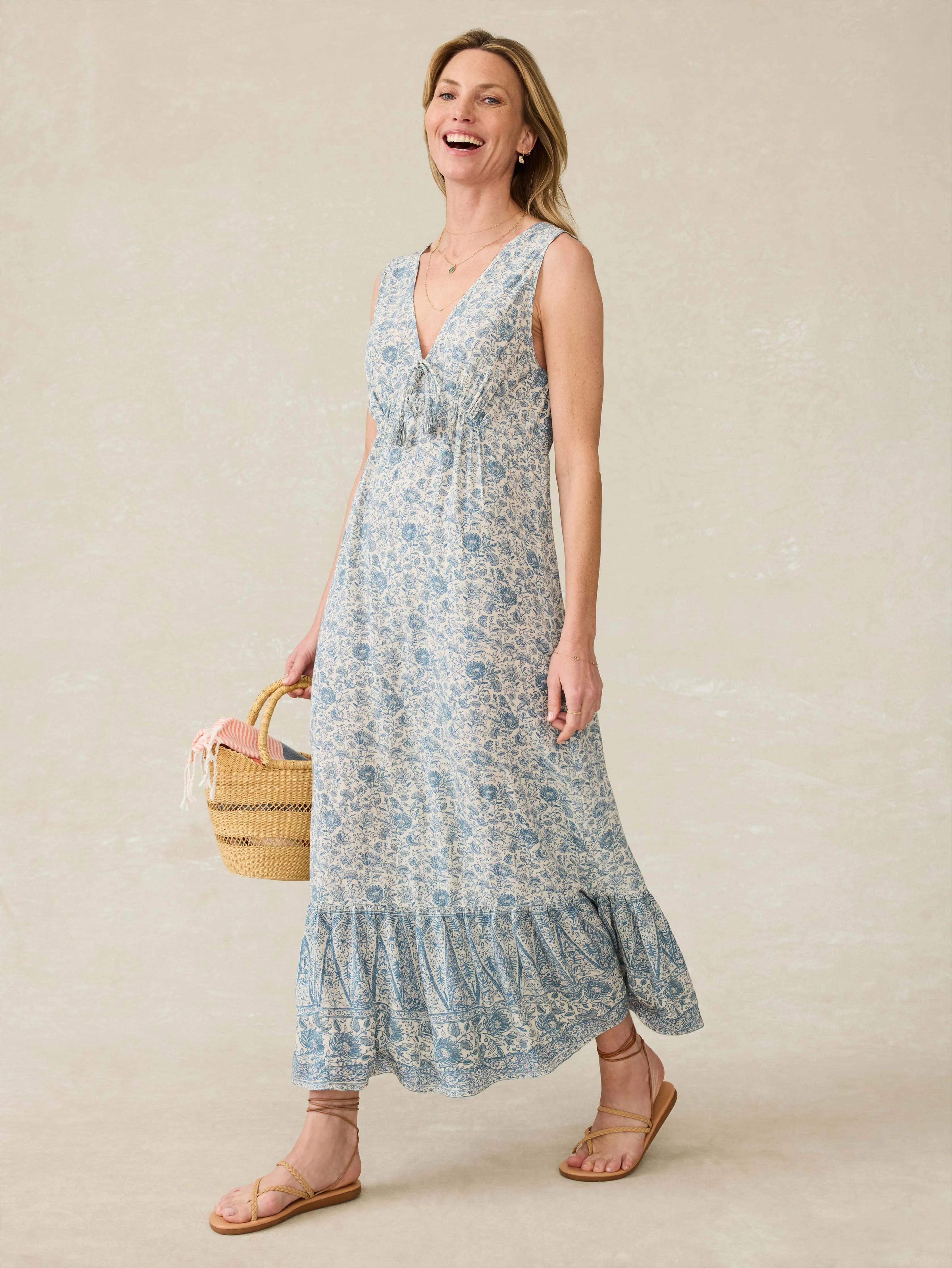Eden Dress - Blue Water Floral sold by Faherty