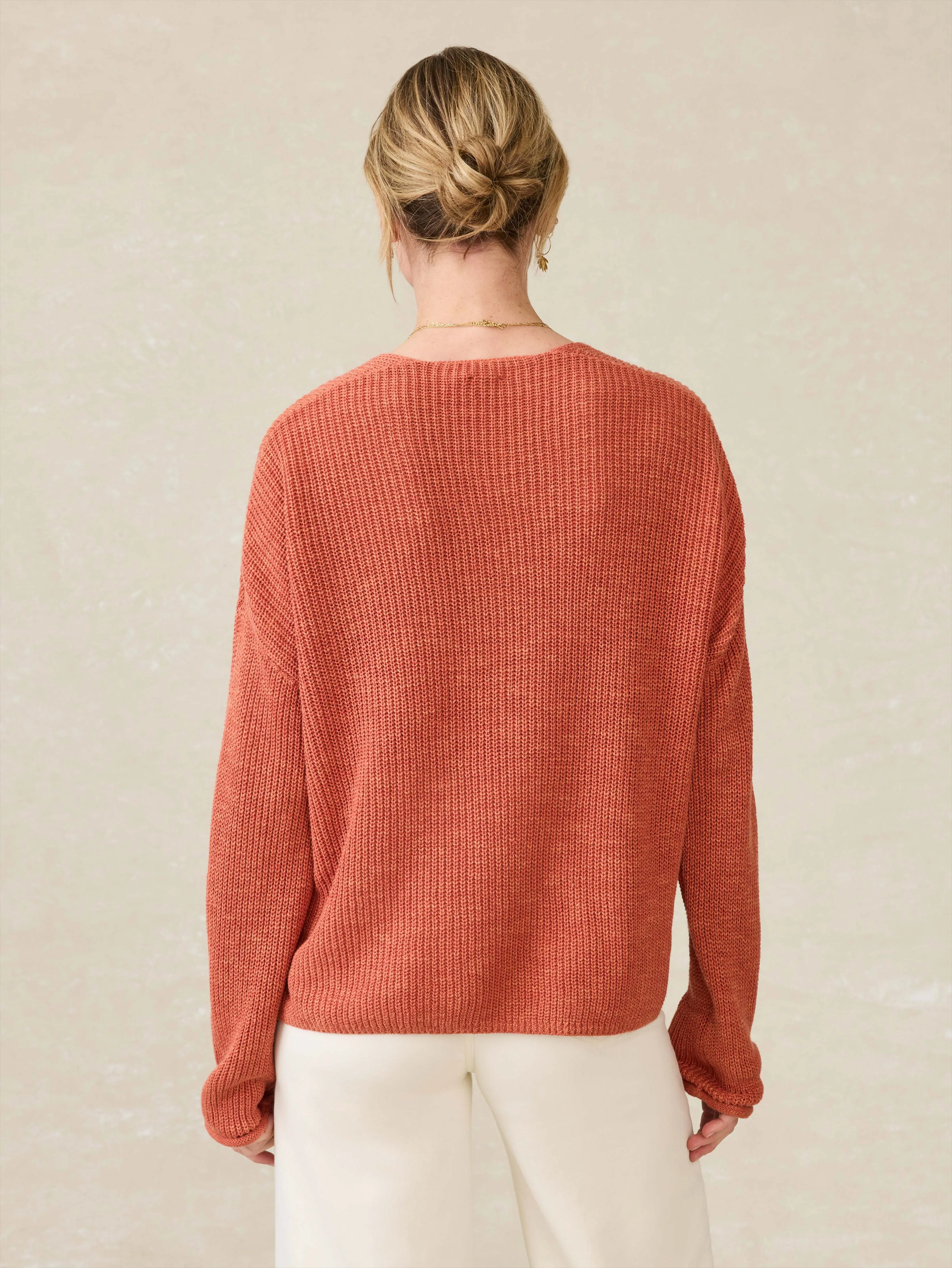 Miramar Linen V-Neck Sweater - Red Rock sold by Faherty product image thumbnail 3