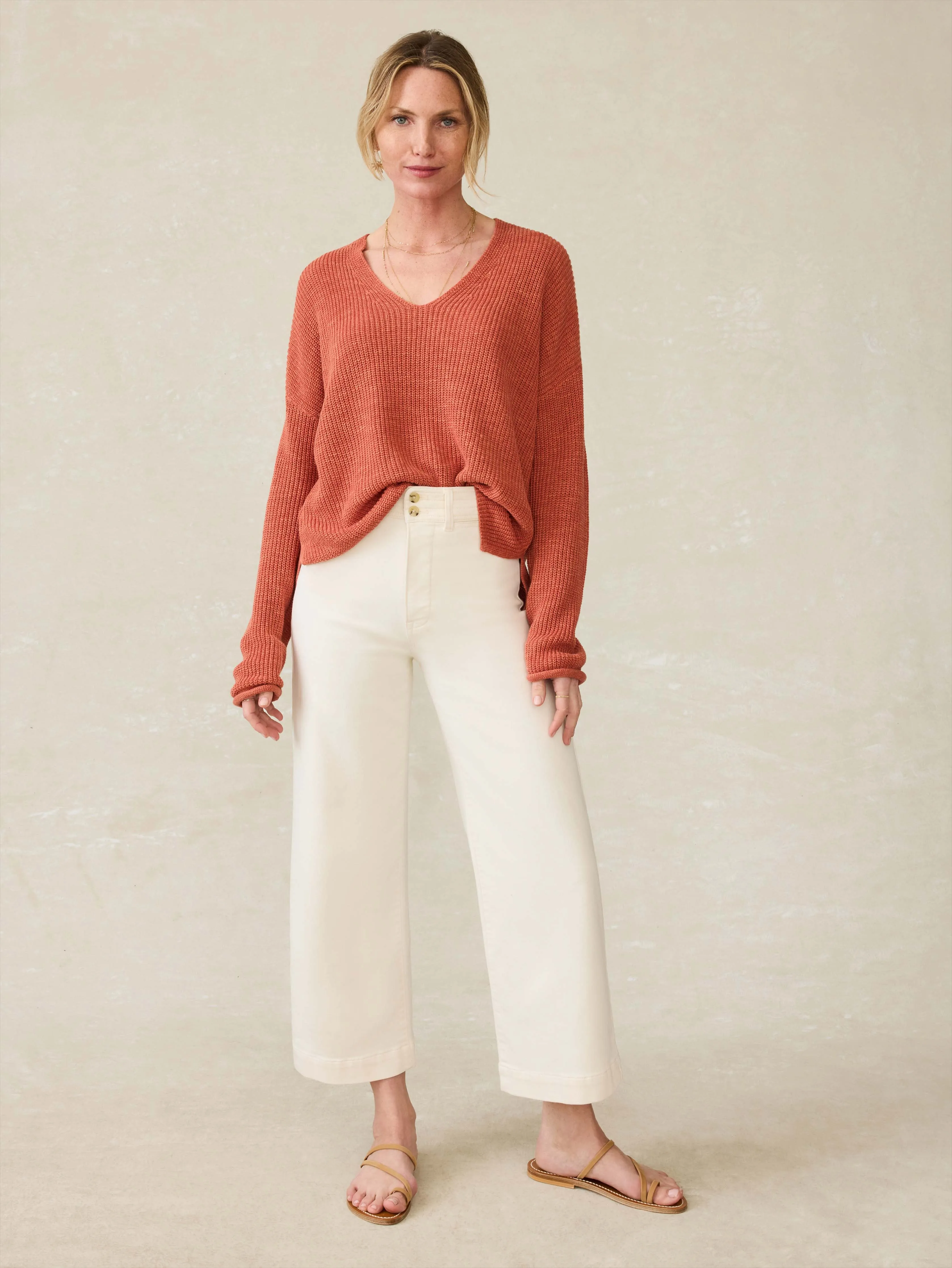 Miramar Linen V-Neck Sweater - Red Rock sold by Faherty product image thumbnail 5