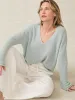 Miramar Linen V-Neck Sweater - Chalk Blue sold by Faherty