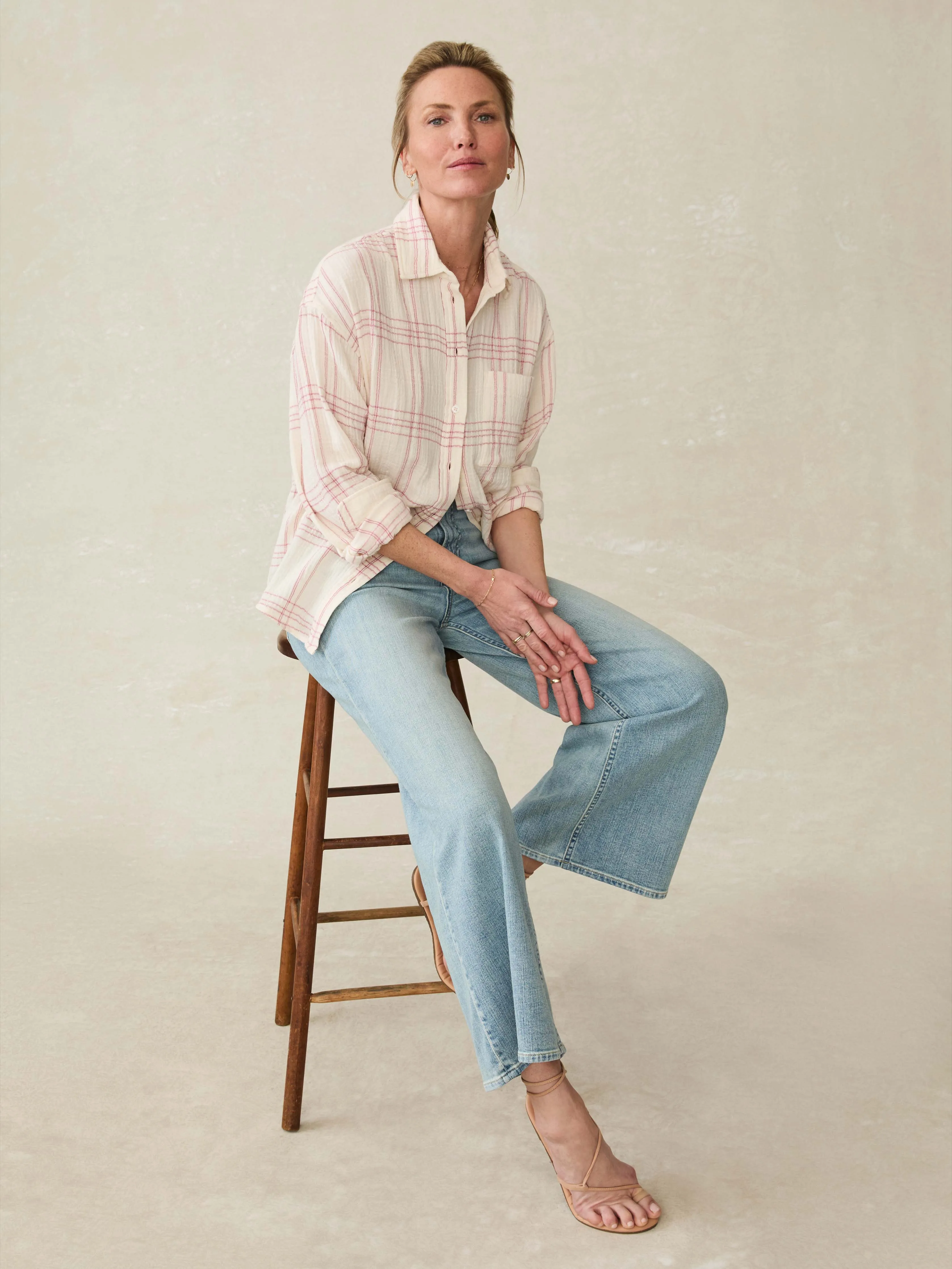 Dune Cotton Gauze Relaxed Shirt - Rose Cove Plaid sold by Faherty product image thumbnail 5