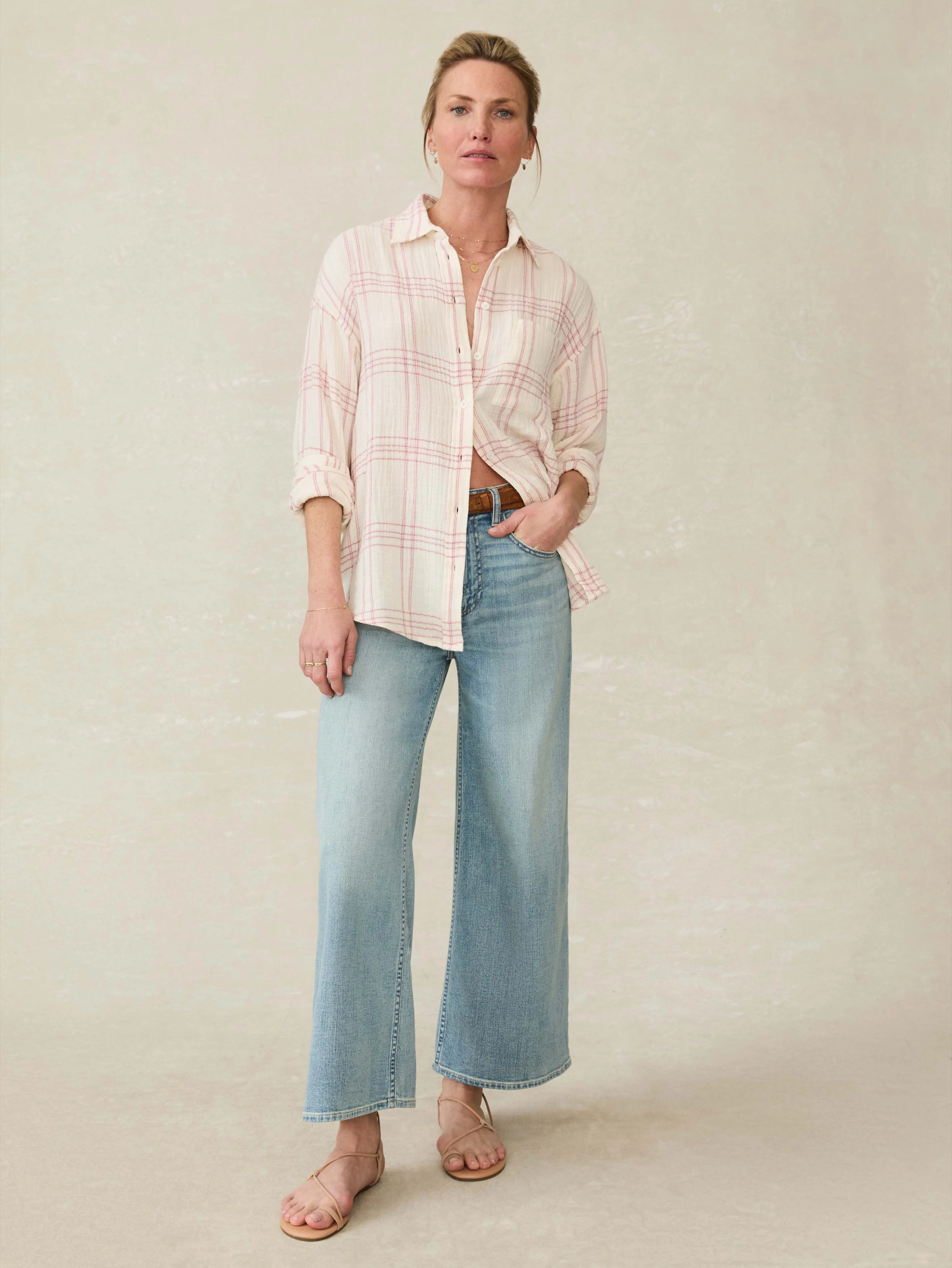 Dune Cotton Gauze Relaxed Shirt - Rose Cove Plaid sold by Faherty product image thumbnail 4