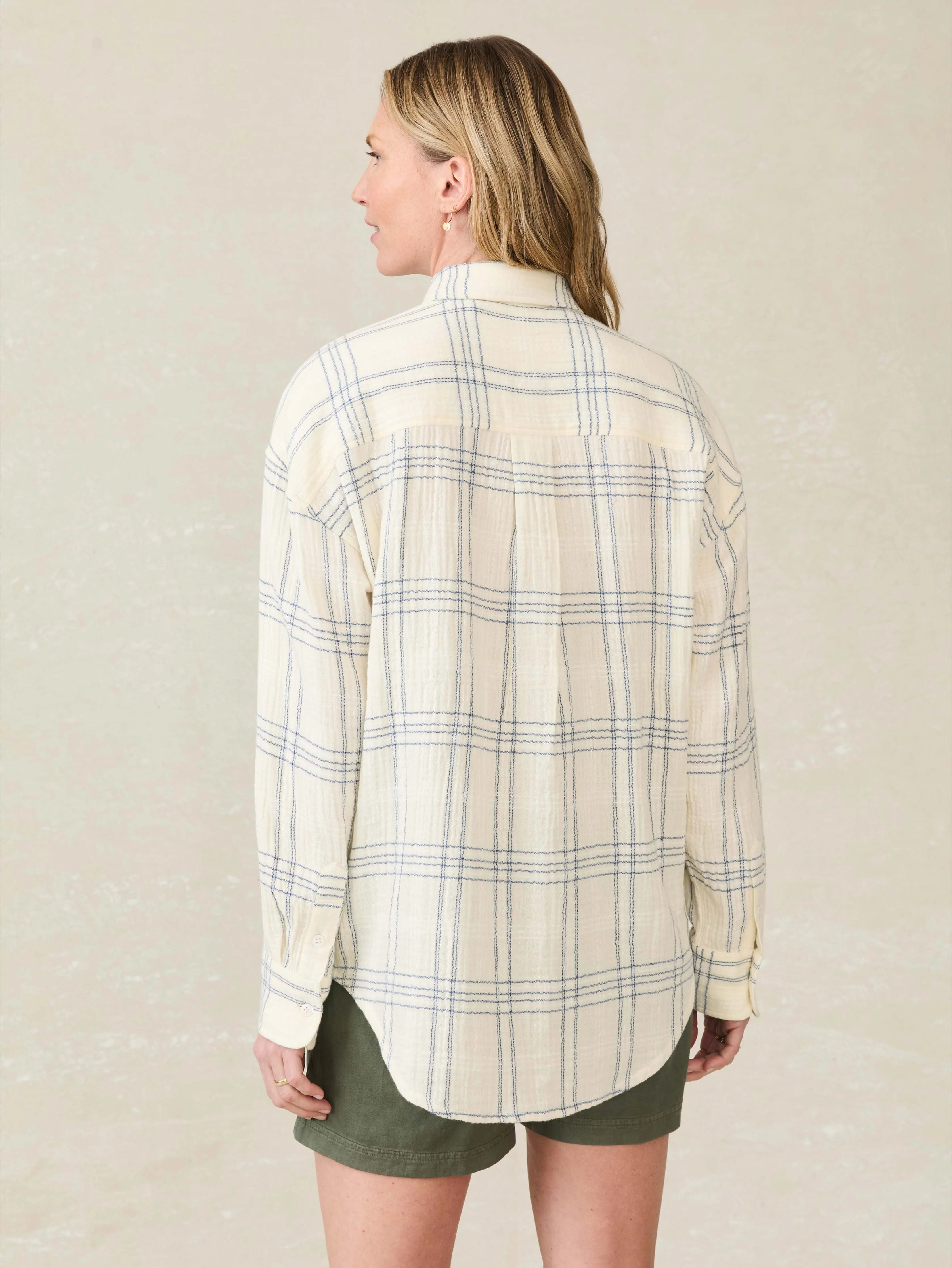 Dune Cotton Gauze Relaxed Shirt - Blue Cove Plaid sold by Faherty product image thumbnail 3