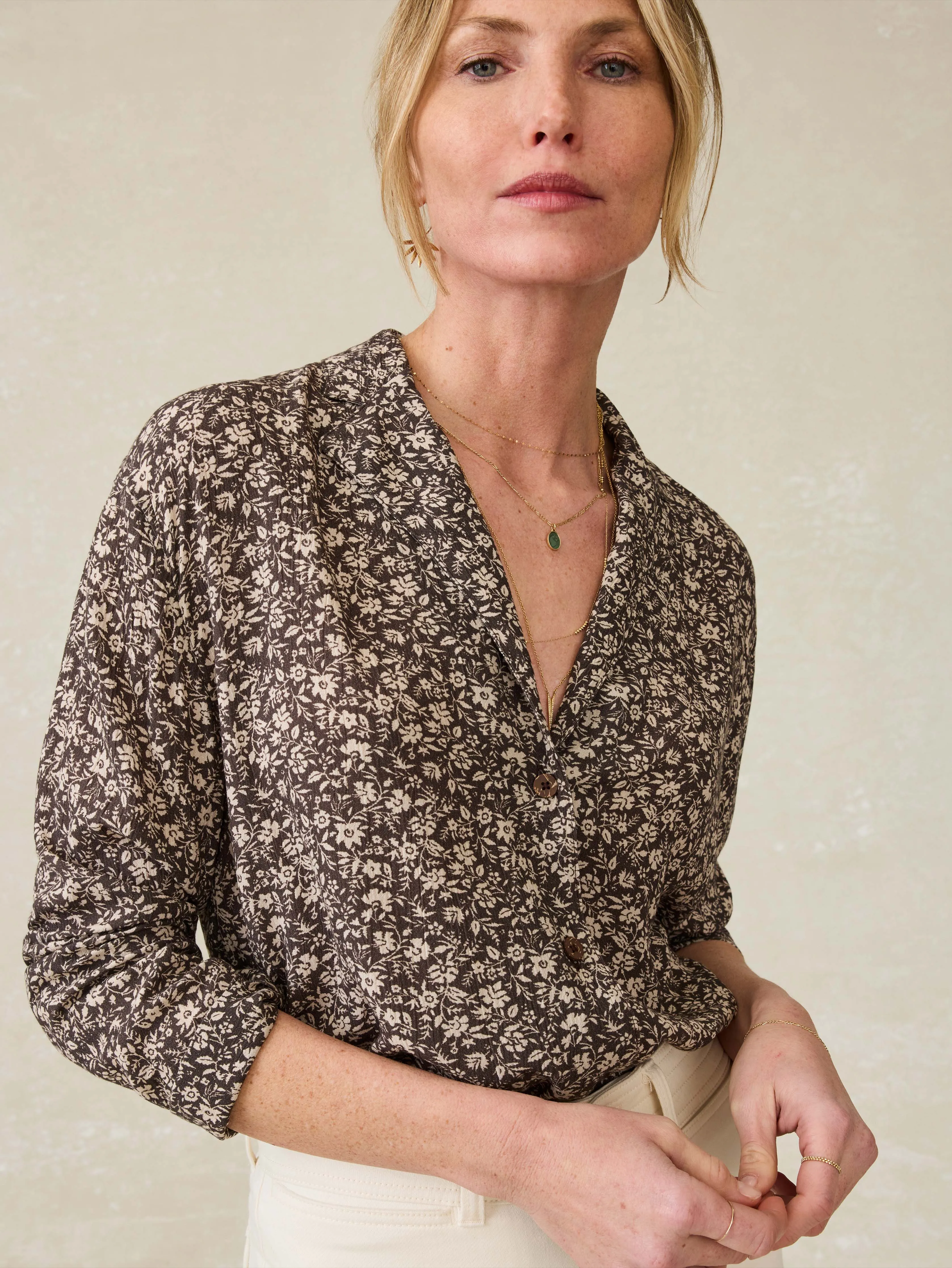 Cabana Long-Sleeve Shirt - Charcoal Woodstock Floral sold by Faherty product image thumbnail 3