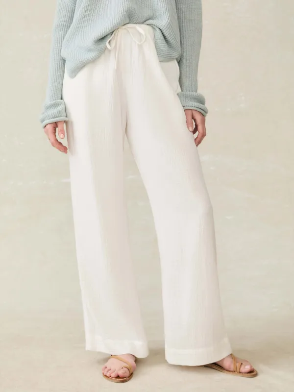 Laidback Gauze Pant - White sold by Faherty