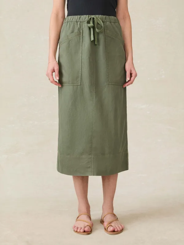 Topanga Drape Utility Skirt - Thyme sold by Faherty