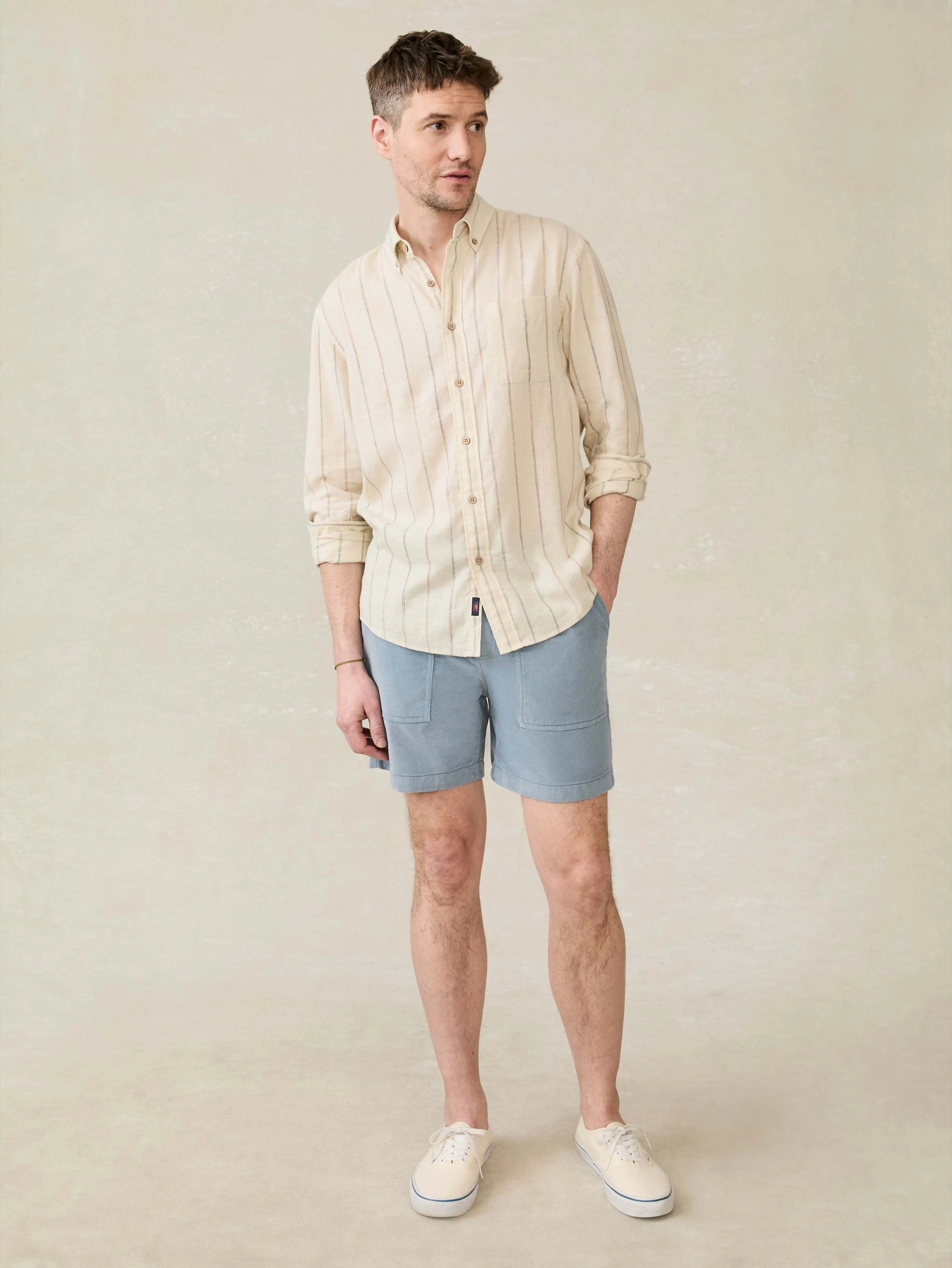 Long-Sleeve Breeze Shirt - Cloud Beach Stripe sold by Faherty product image thumbnail 5