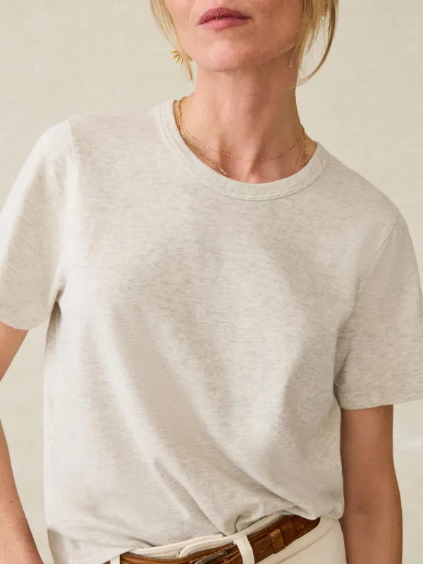 Sunwashed Essential Tee - Island Dune Heather sold by Faherty