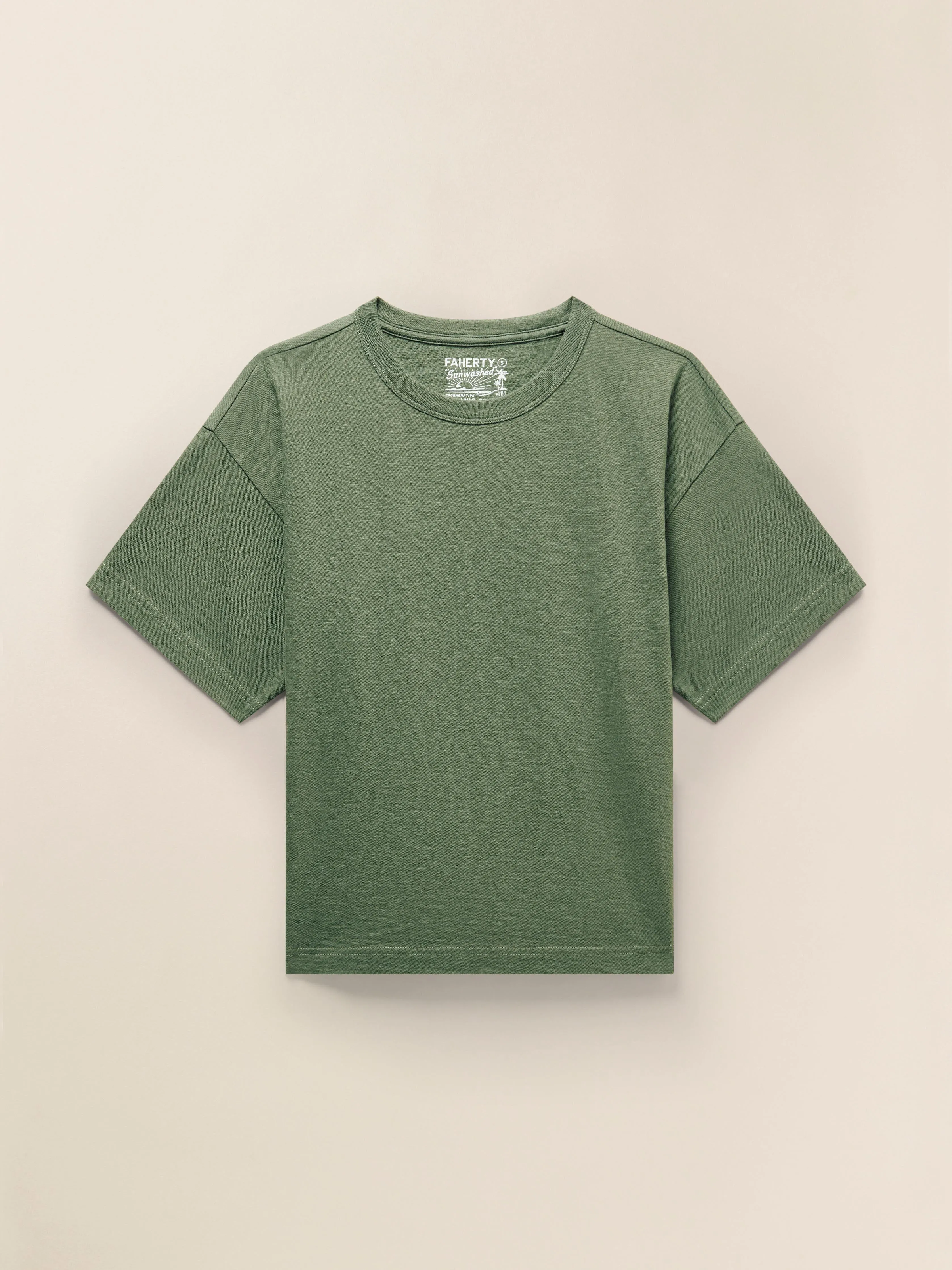 Sunwashed Regenerative Vintage Tee - Thyme sold by Faherty