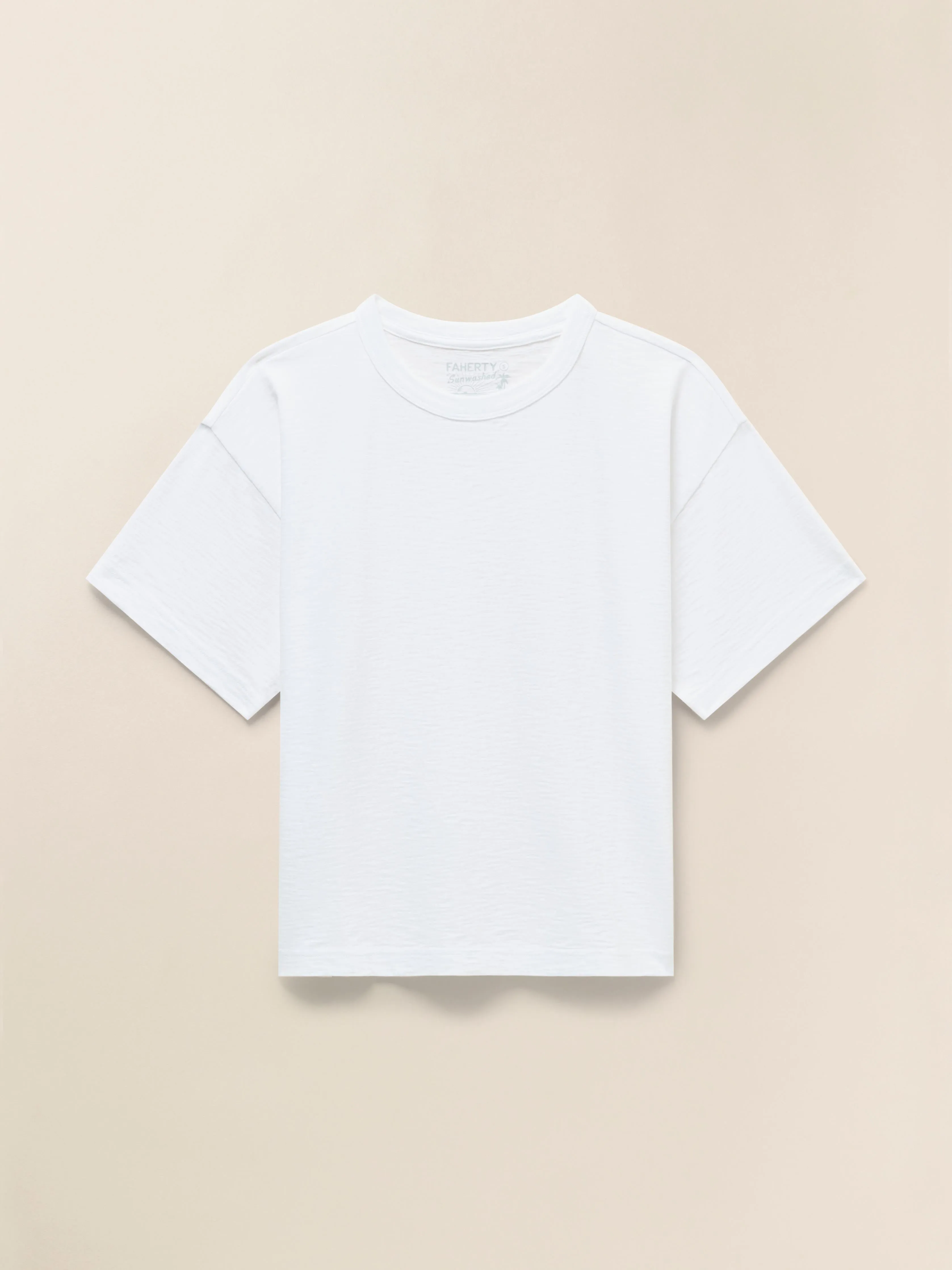Sunwashed Regenerative Vintage Tee - White sold by Faherty