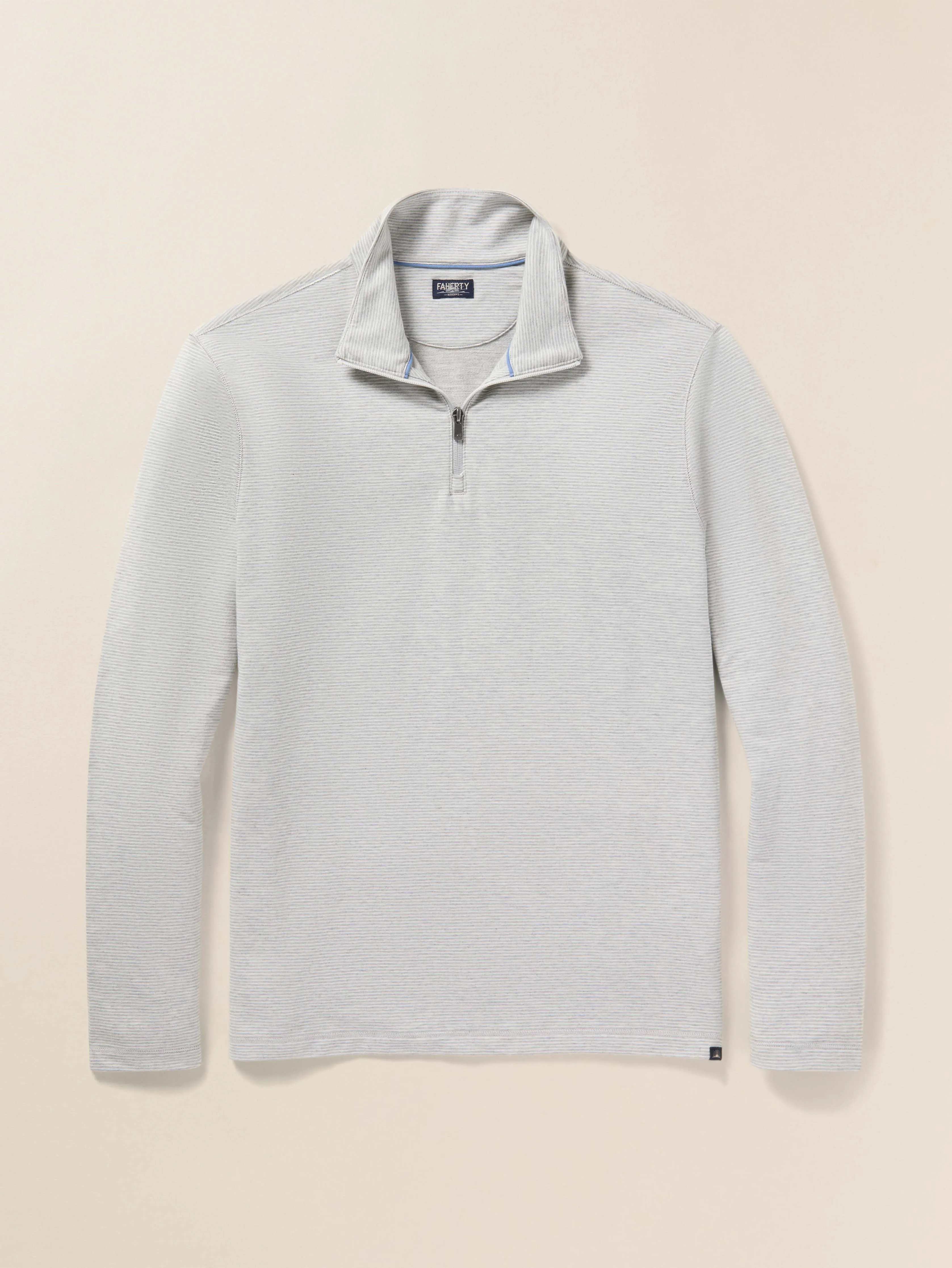 Movement™ Quarter Zip - Grey Cove Stripe sold by Faherty