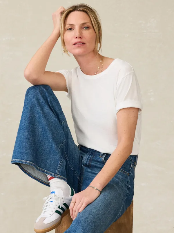 Sunwashed Essential Tee - White sold by Faherty