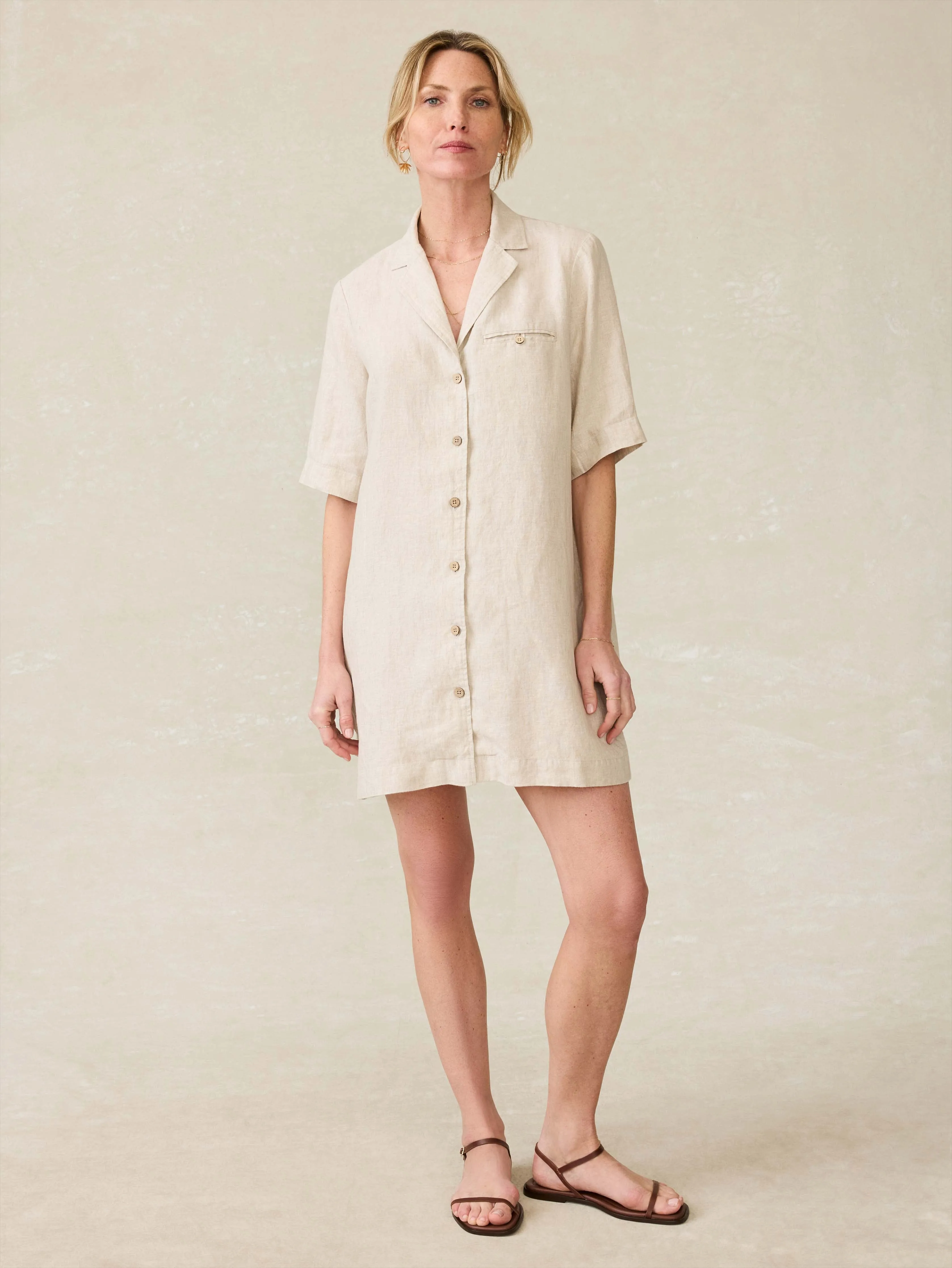 Paradise Point Linen Dress - Flax sold by Faherty product image thumbnail 4