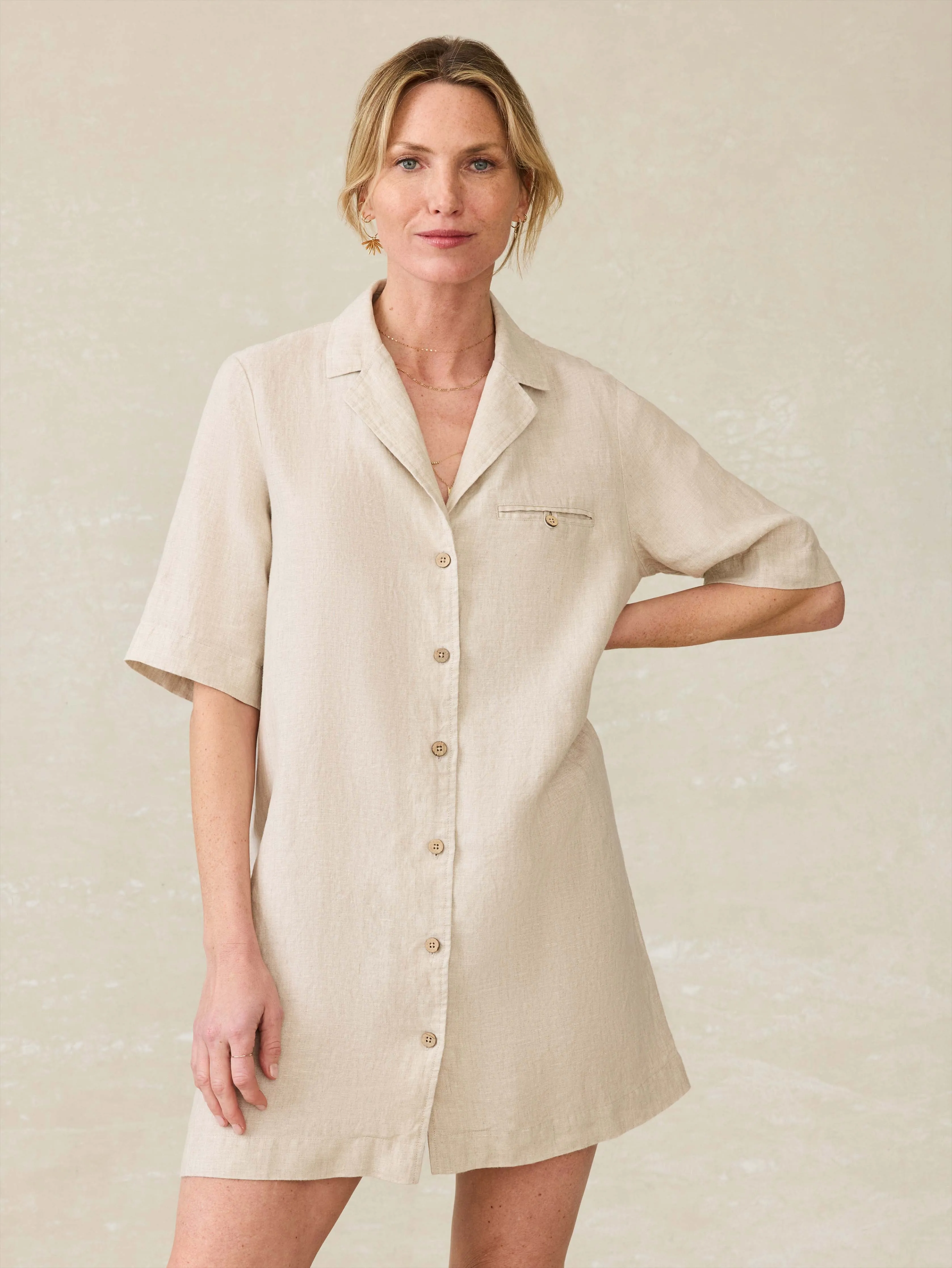 Paradise Point Linen Dress - Flax sold by Faherty product image thumbnail 2