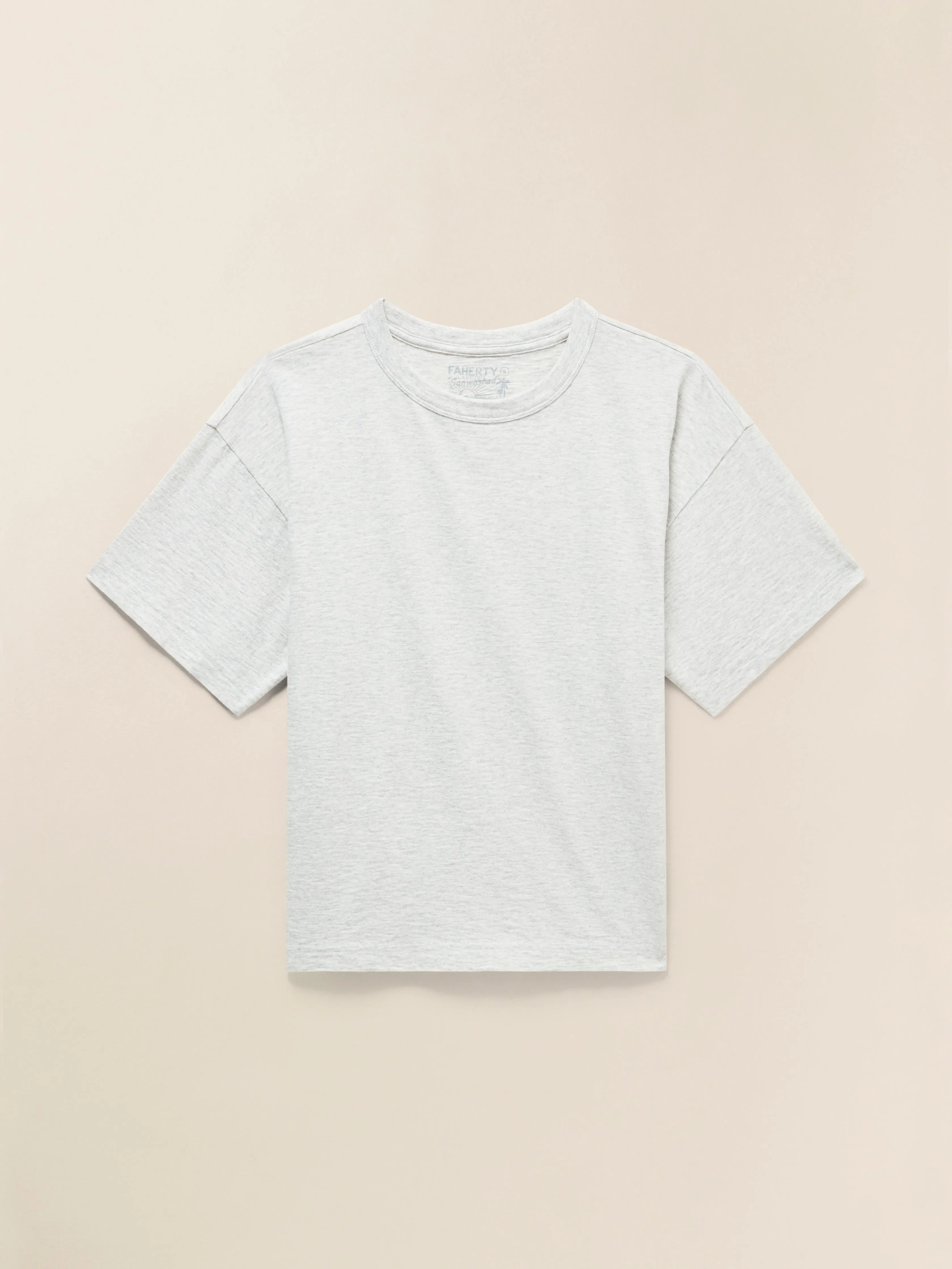Sunwashed Regenerative Vintage Tee - Light Grey Heather sold by Faherty