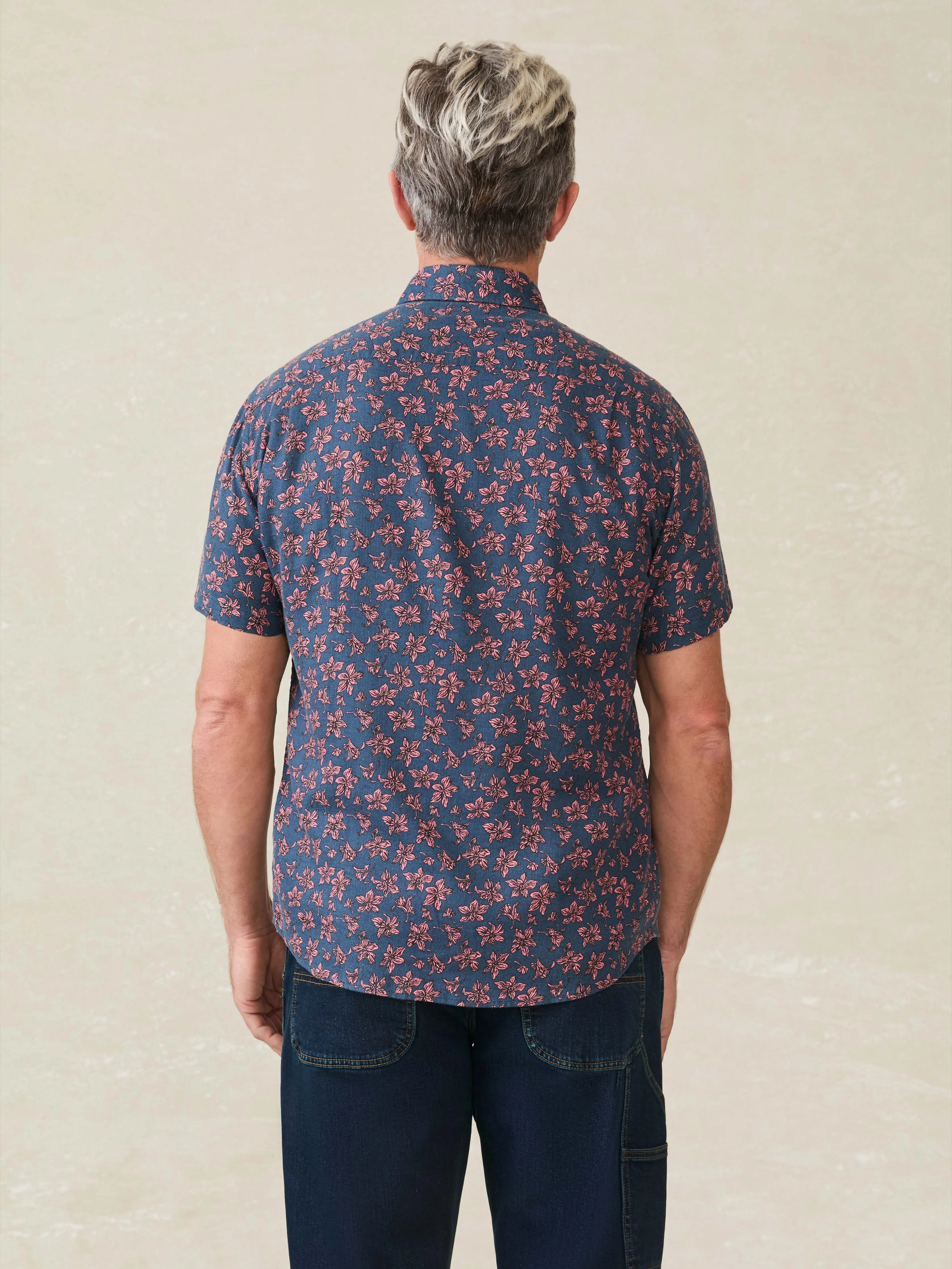 Short-Sleeve Breeze Shirt - Berry Navy Floral sold by Faherty product image thumbnail 5