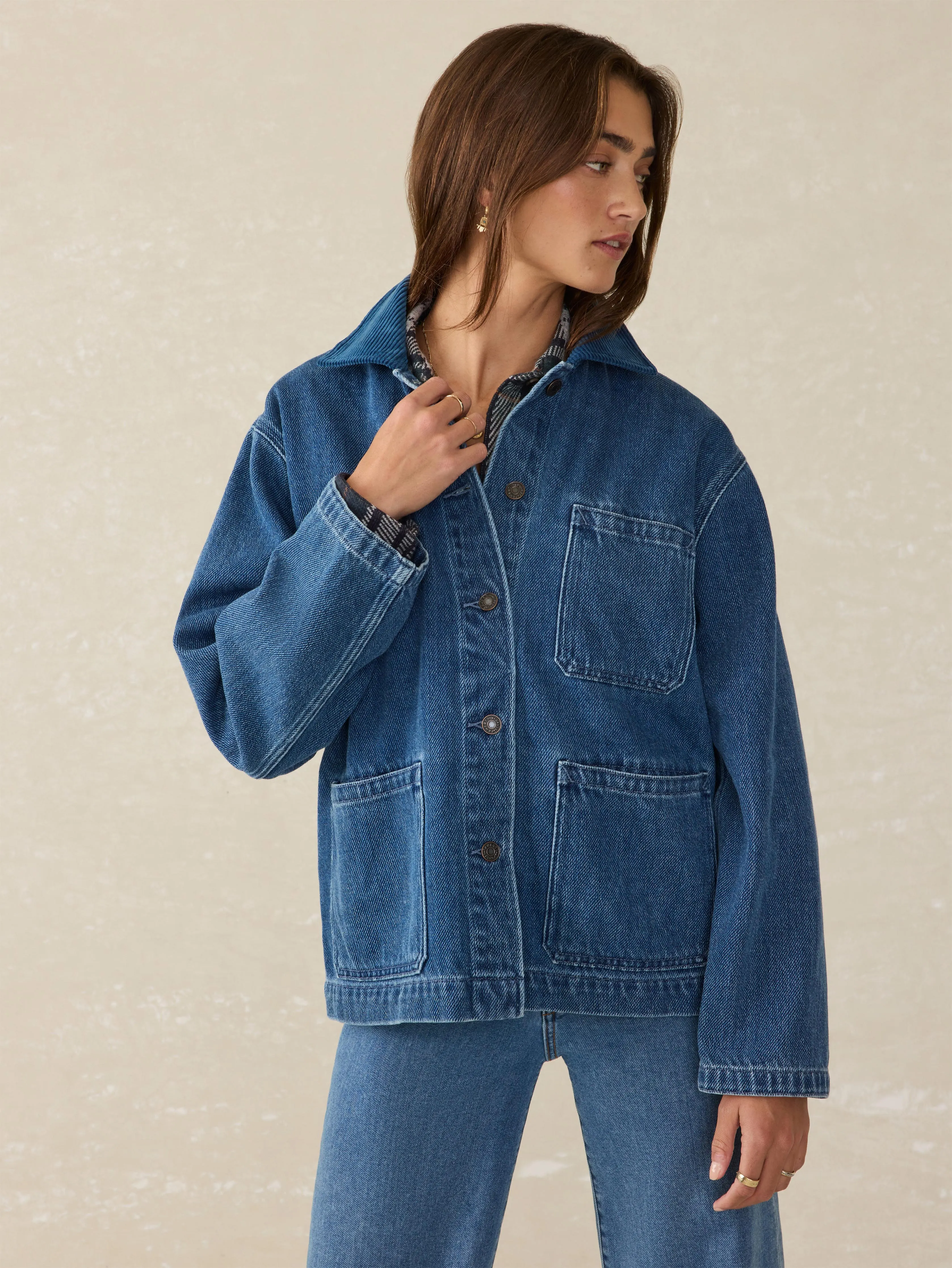 High Ridge Twill Studio Jacket - Night Waves Wash sold by Faherty