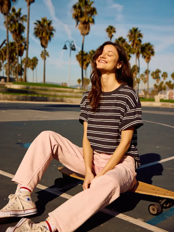 Sunwashed Slub Vintage Tee - Phantom Highland Stripe sold by Faherty