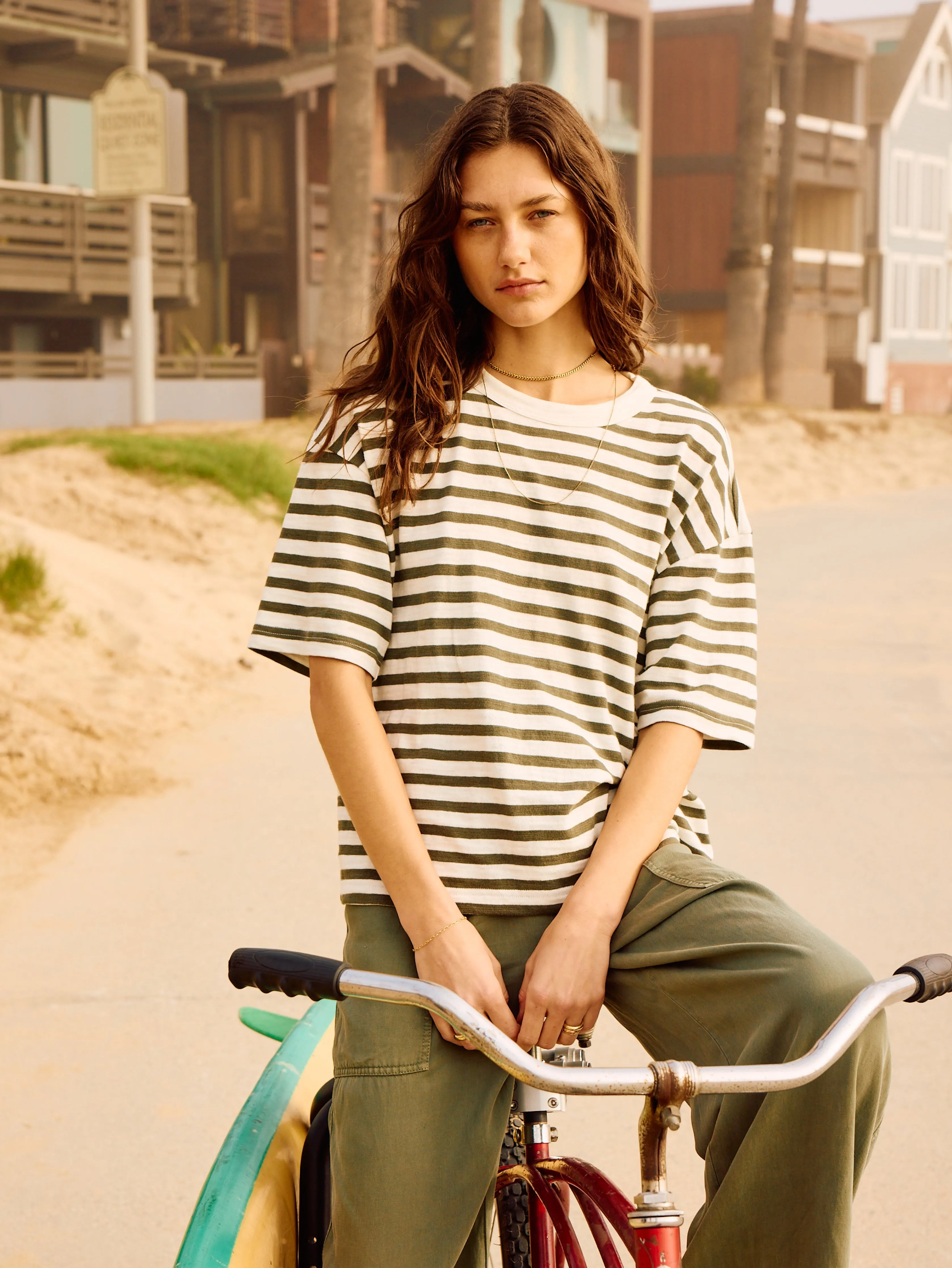 Organic Cotton Sunwashed Slub Vintage Tee - Brookline Stripe sold by Faherty