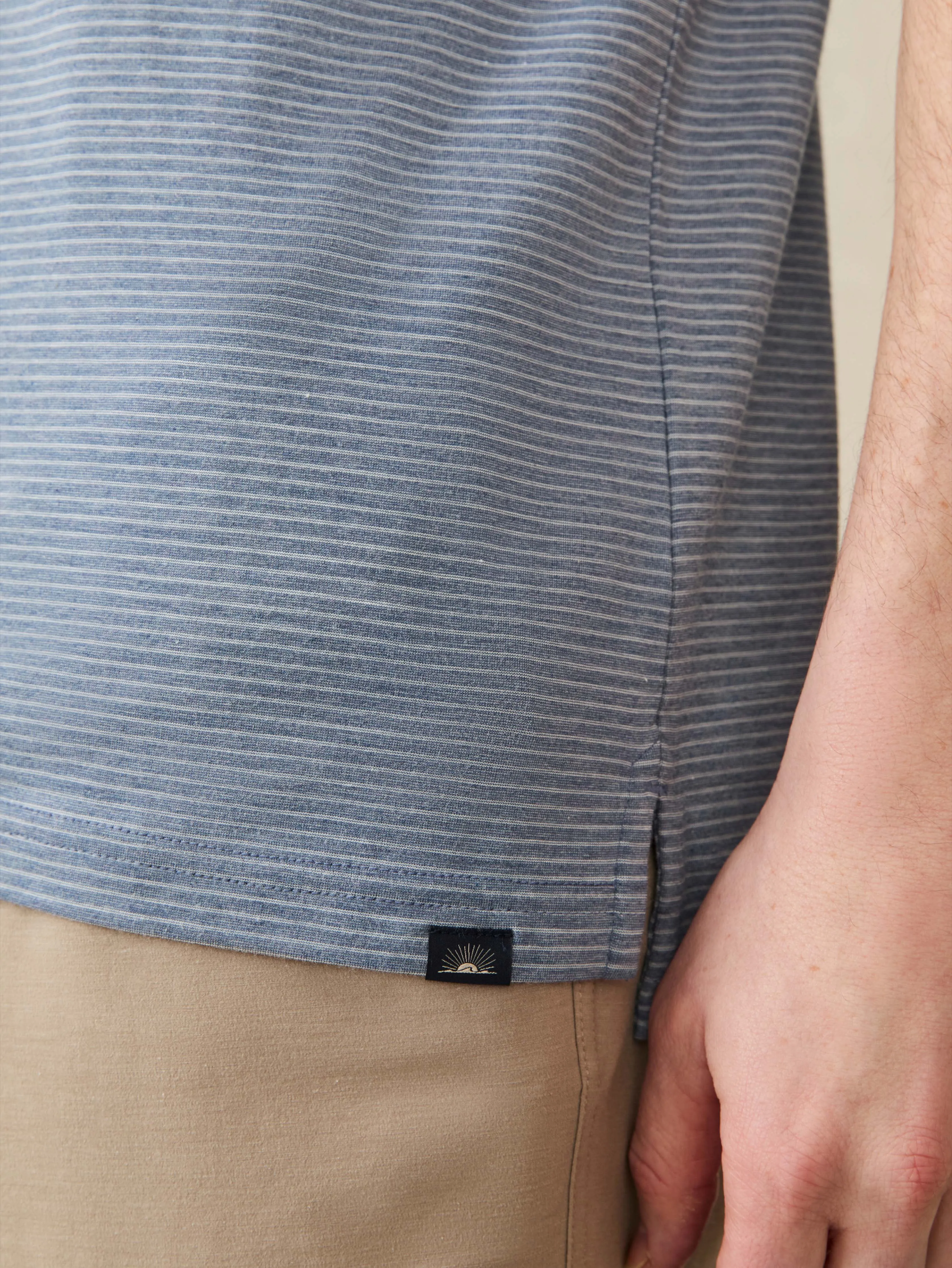 Short-Sleeve Movement™ Polo - Azure Beach Stripe sold by Faherty product image thumbnail 3
