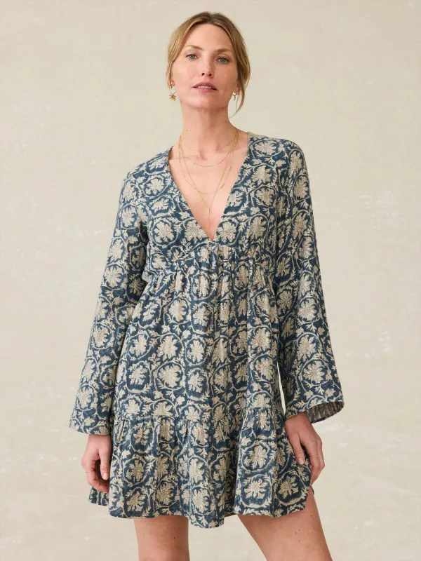 Dune Cotton Gauze Oceana Dress - Tranquil Tides Print sold by Faherty
