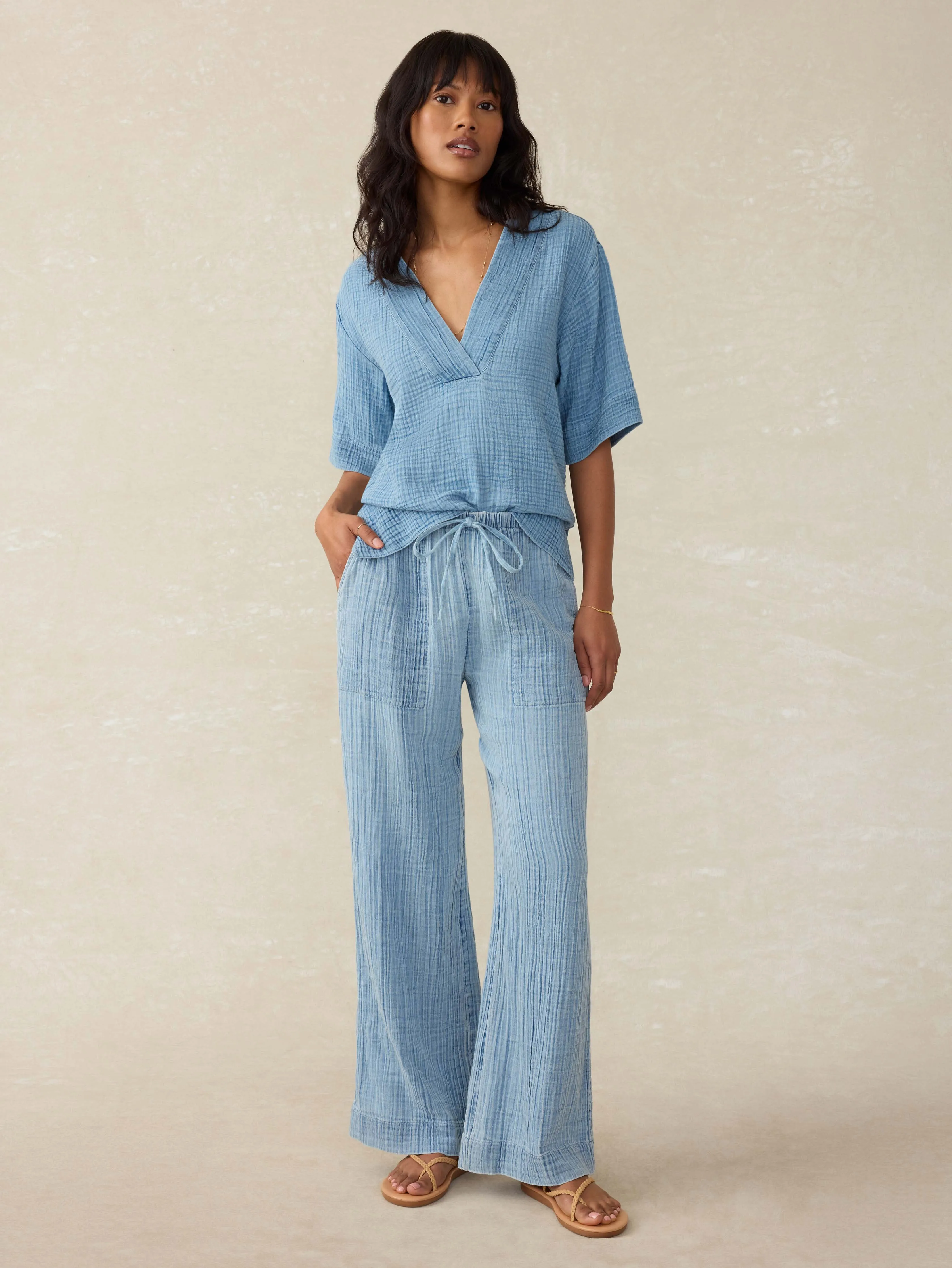 Laidback Gauze Pant - Light Indigo Wash sold by Faherty product image thumbnail 4