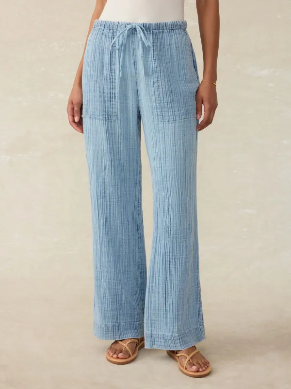 Laidback Gauze Pant - Light Indigo Wash sold by Faherty