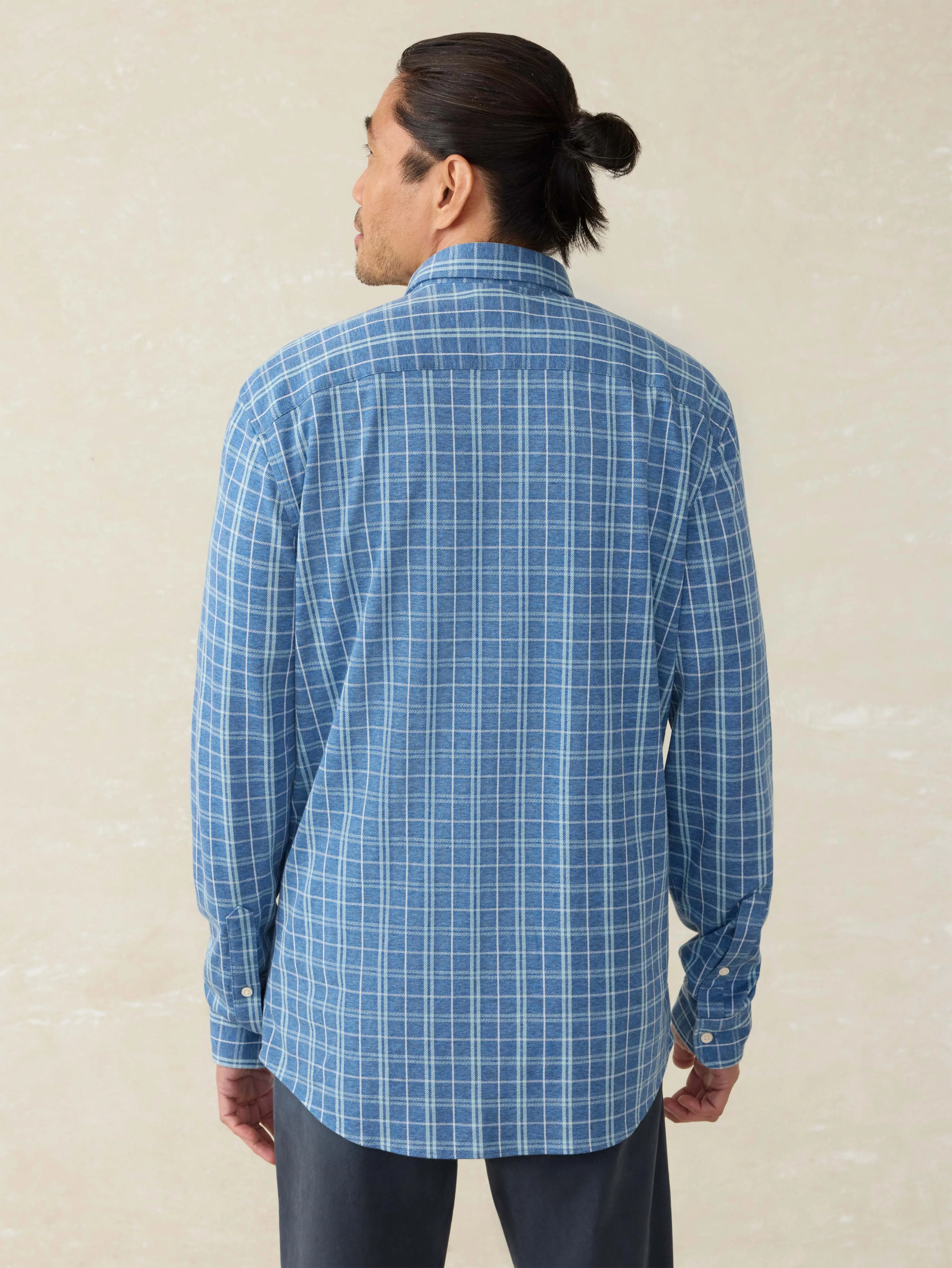 Coastline Knit Shirt - Ocean Sky Plaid sold by Faherty product image thumbnail 3